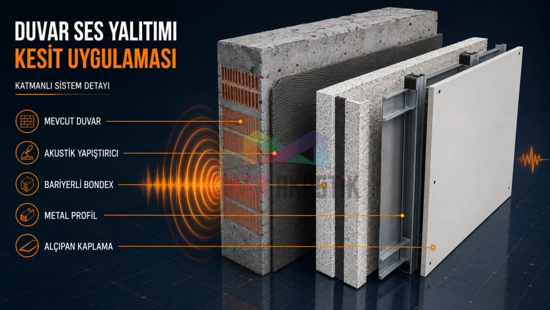 Duvar ses yalıtımı kesit uygulaması