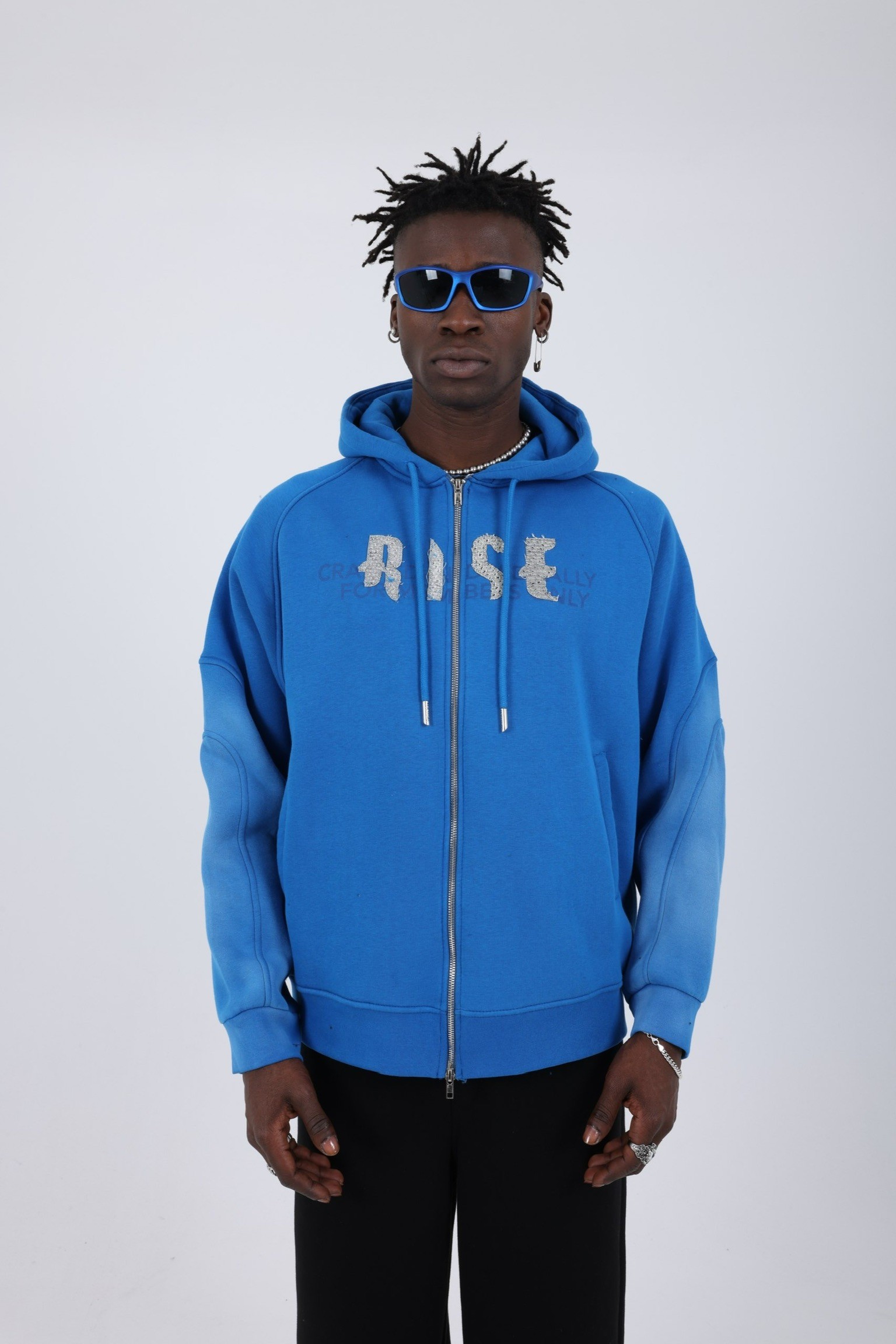 Rise Laser Cut fermuarlı hoodie 