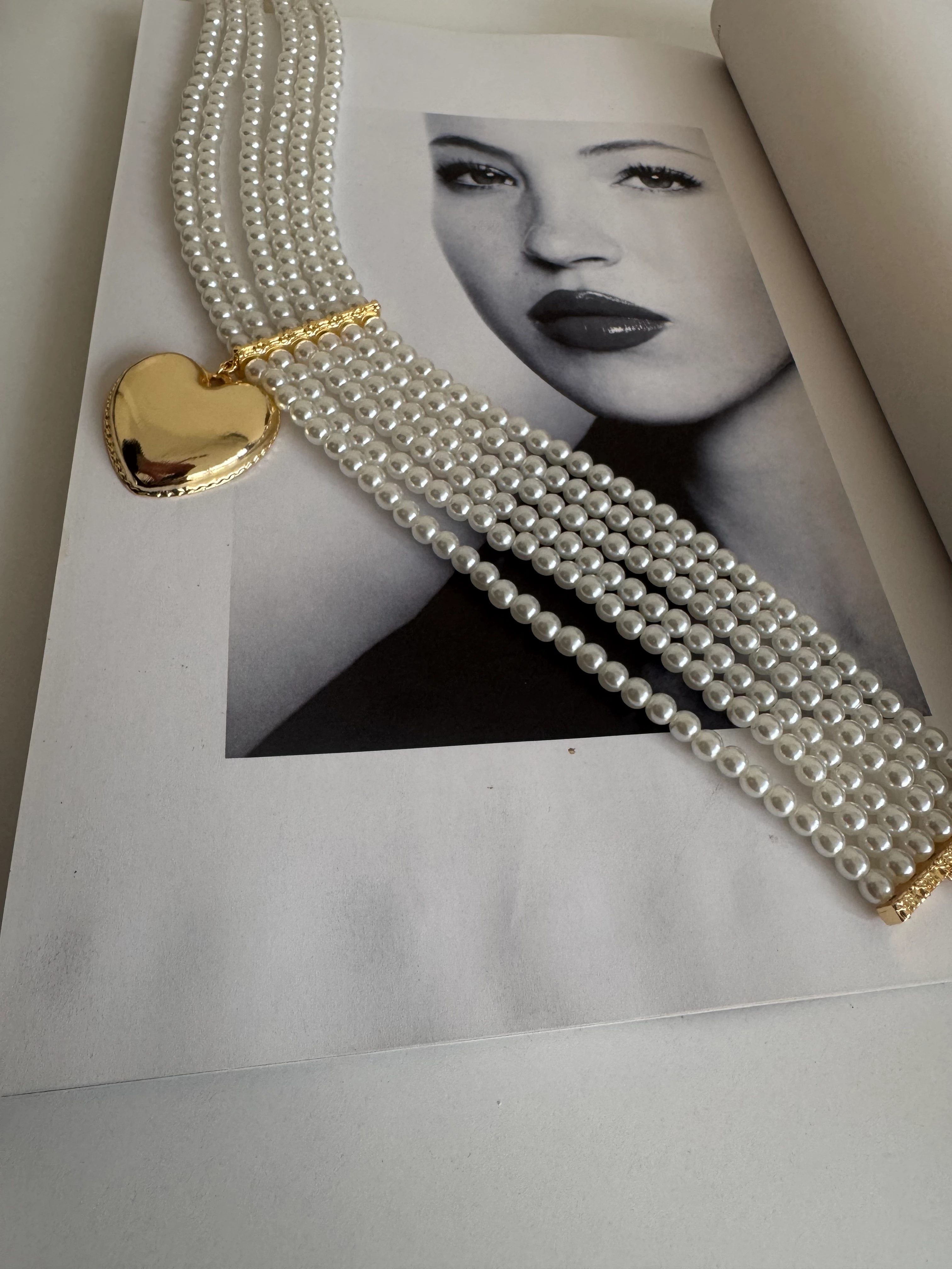 Tasarım Kalp Figür İnci Kolye