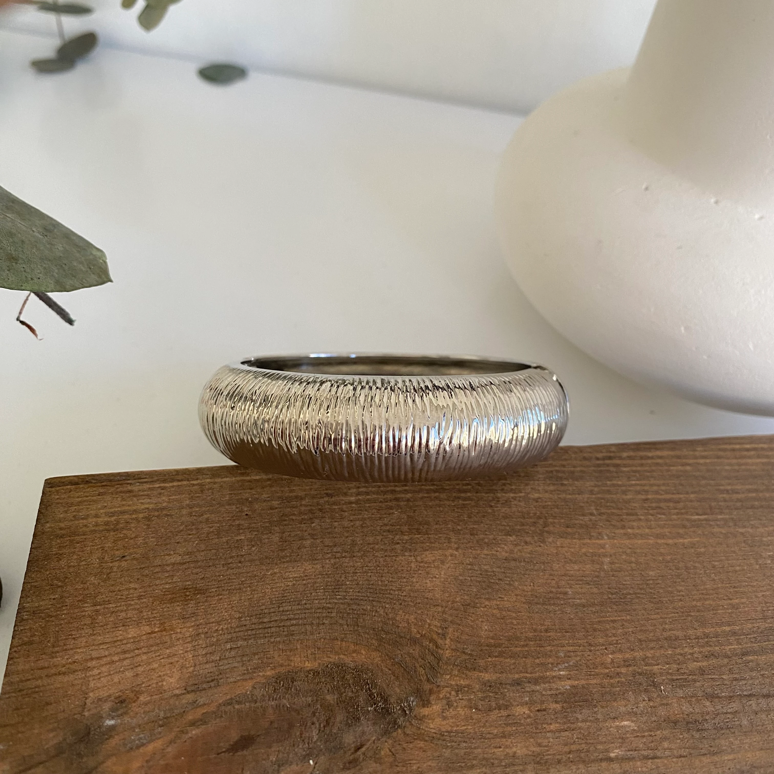 14k Silver Kabarık Dolgulu Kelepçe Bileklik