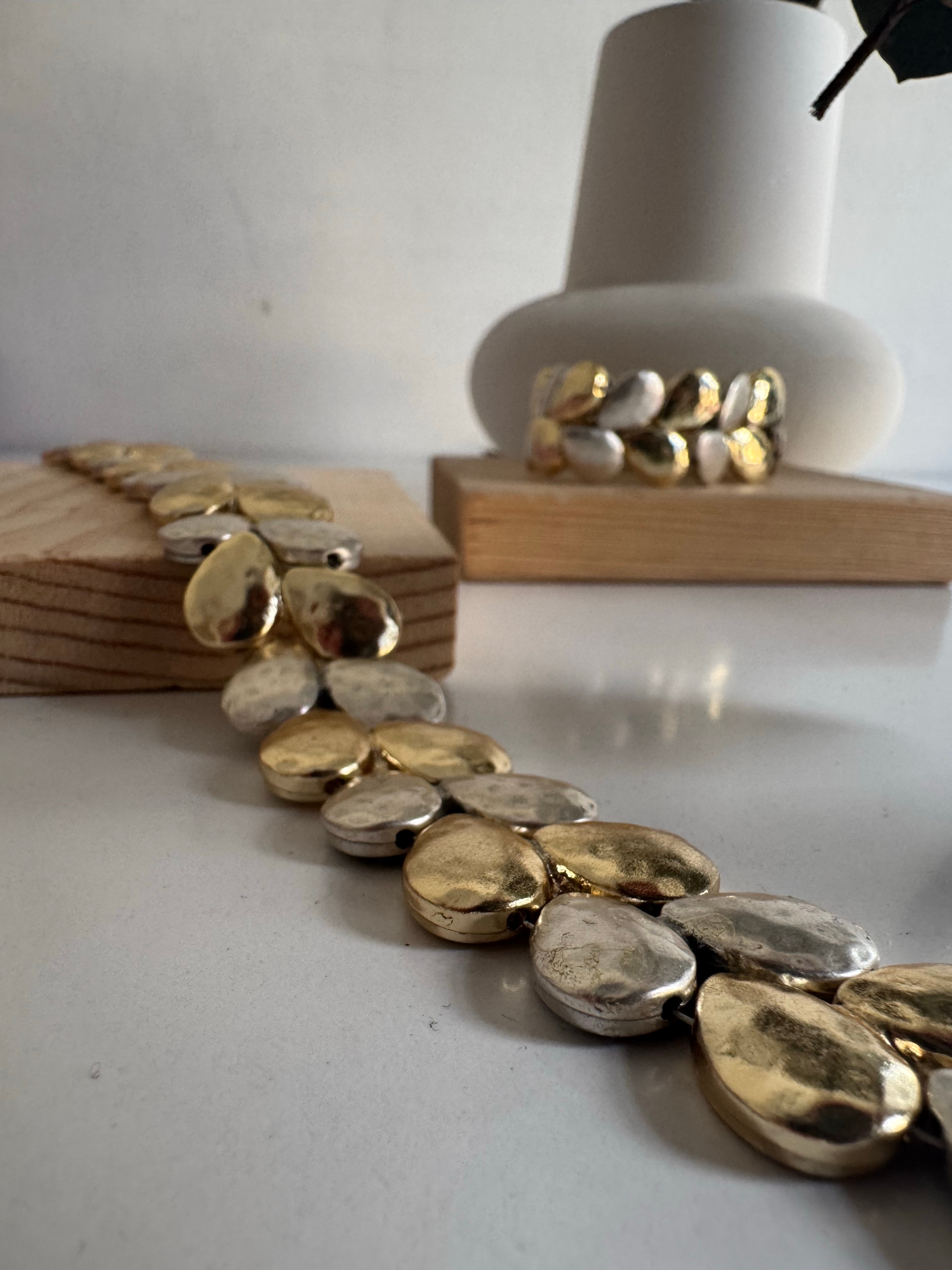 Gold Silver Damla Bileklik Seti