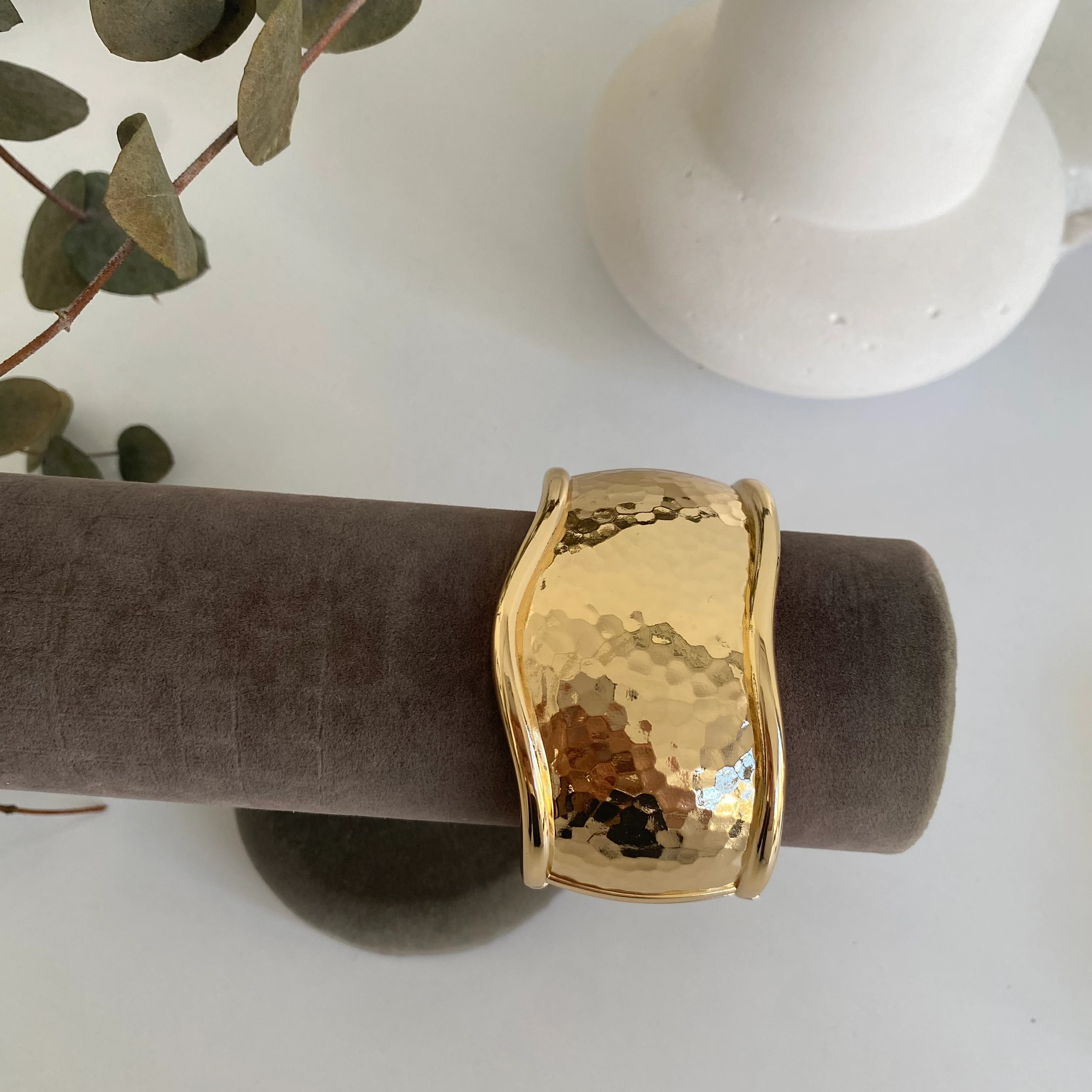 14k Gold Dövme Desen Dalgalı Kelepçe Bileklik