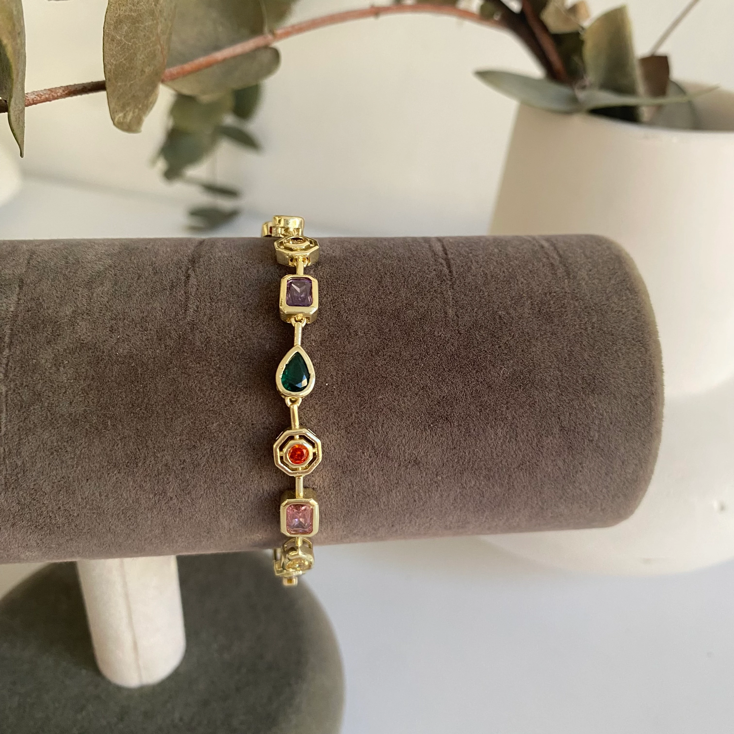 Xuping Geometrik Renkli Taşlı Bileklik