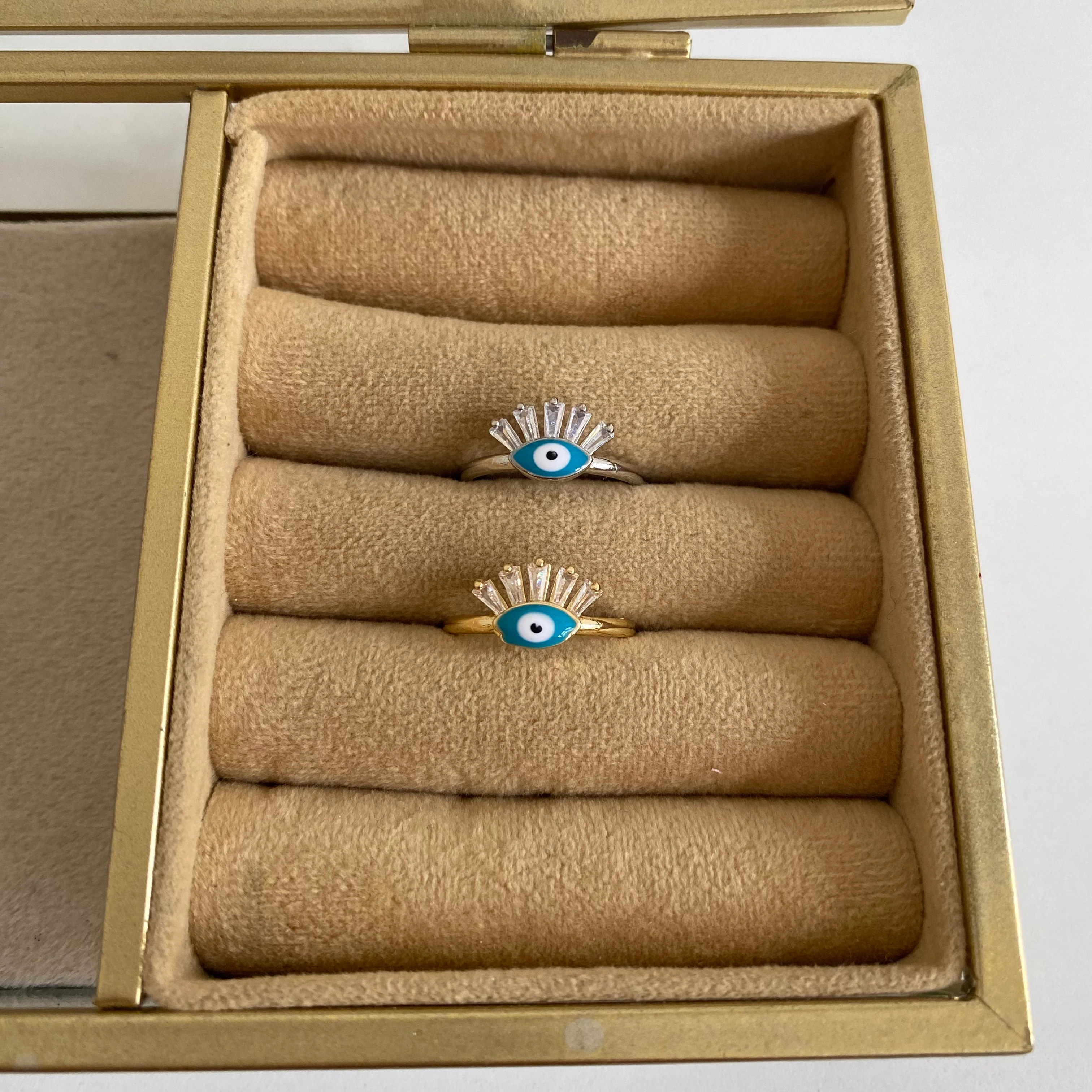 Mavi Göz Figürli Zirkon Taşlı 14K Yüzük