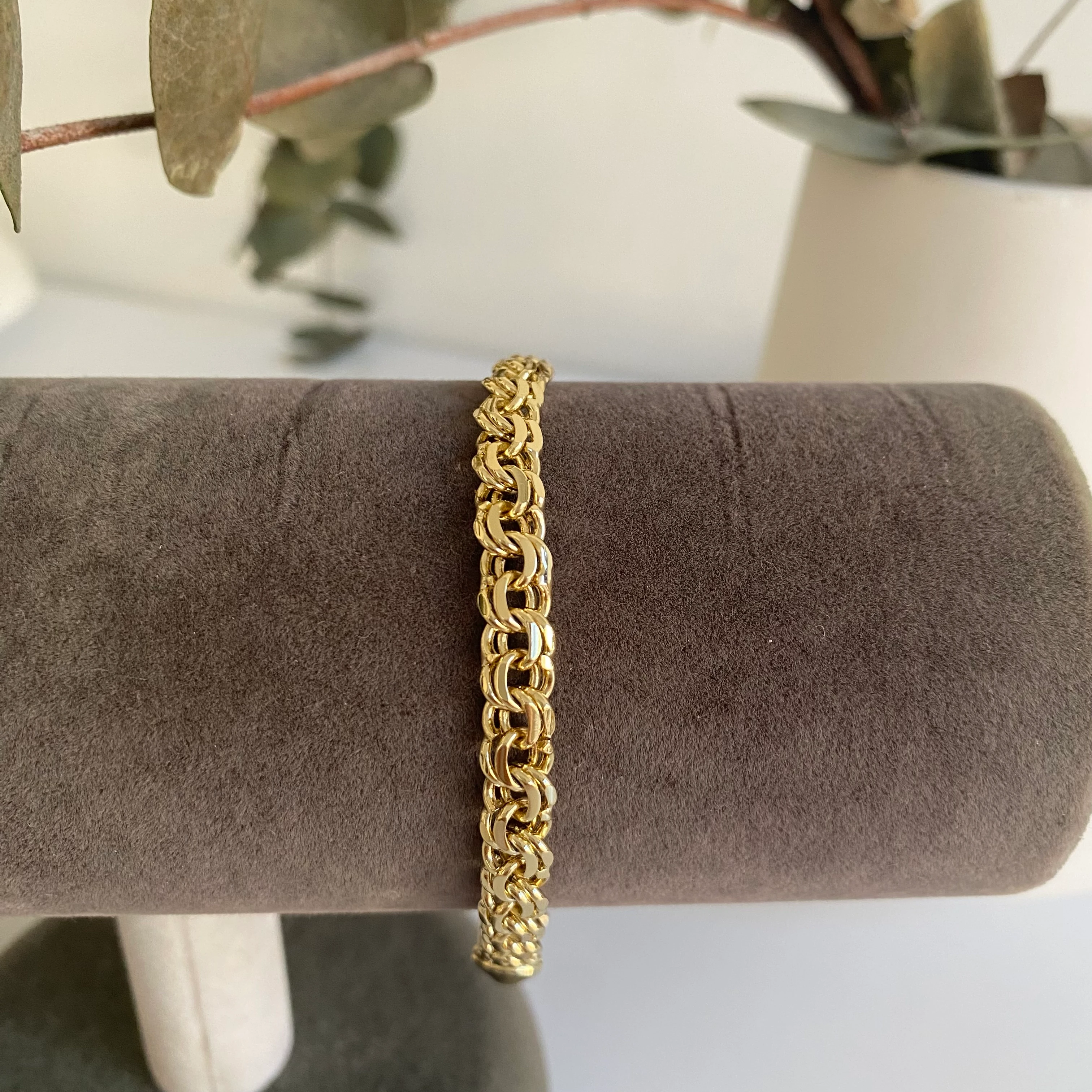 14k Gold Zincir Desenli Bileklik