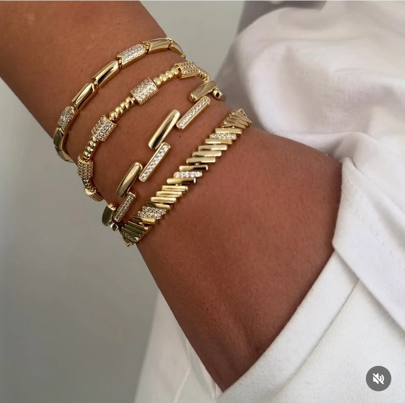 14k- Altın Kaplama Modern Tasarım Zirkon Bileklik