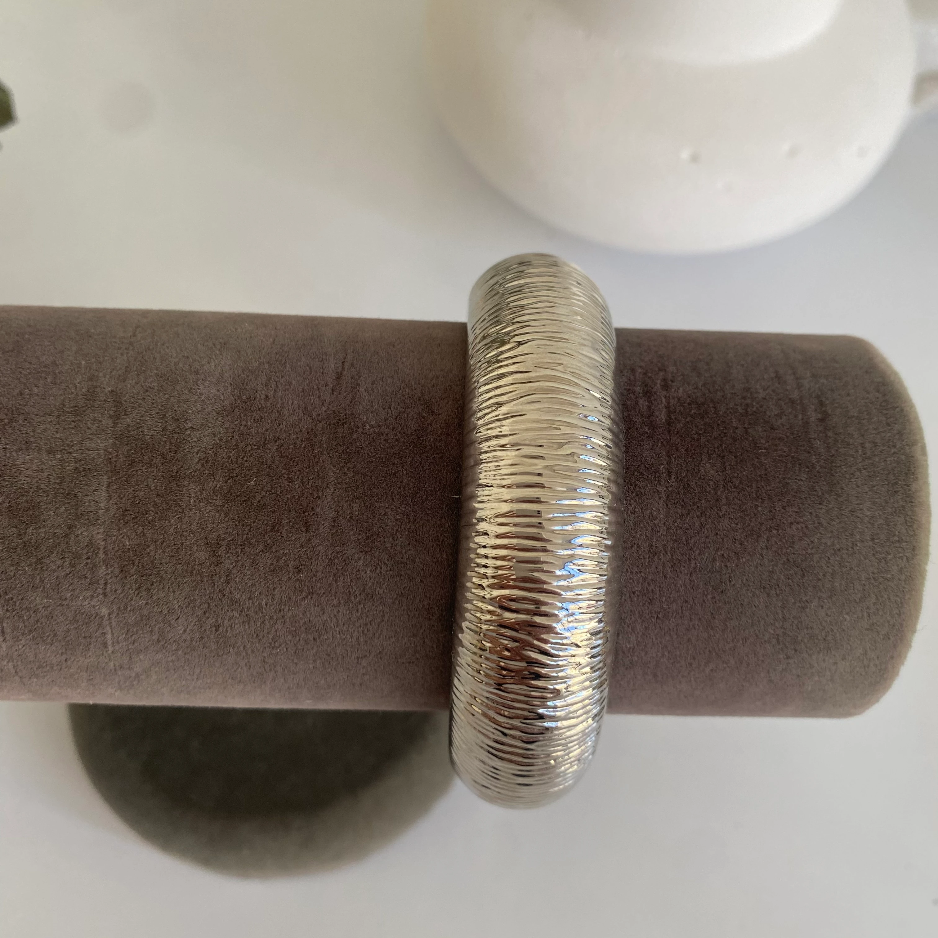 14k Silver Kabarık Dolgulu Kelepçe Bileklik