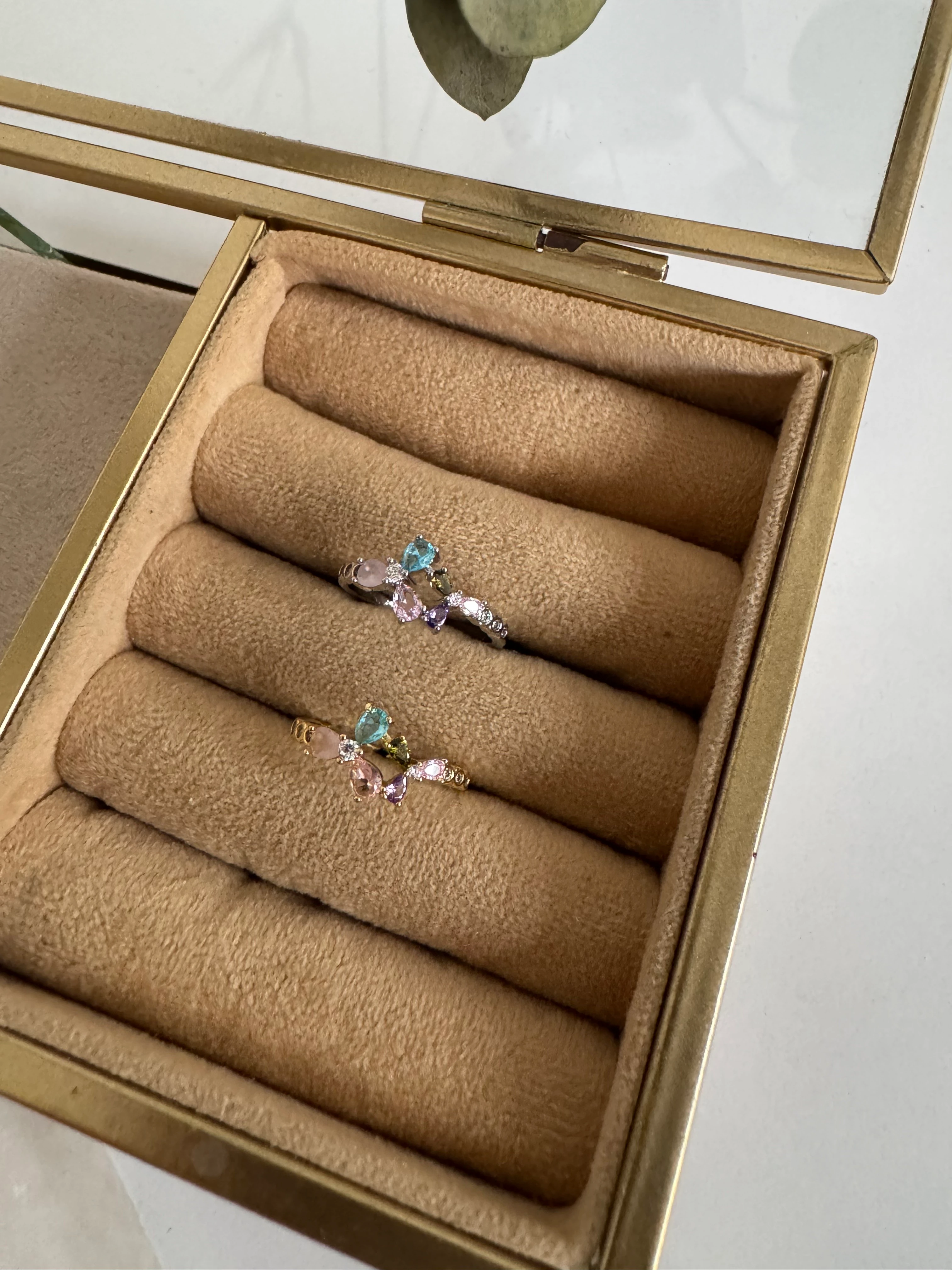 Açık Mavi Taşlı 14K Ayarlı Yüzük