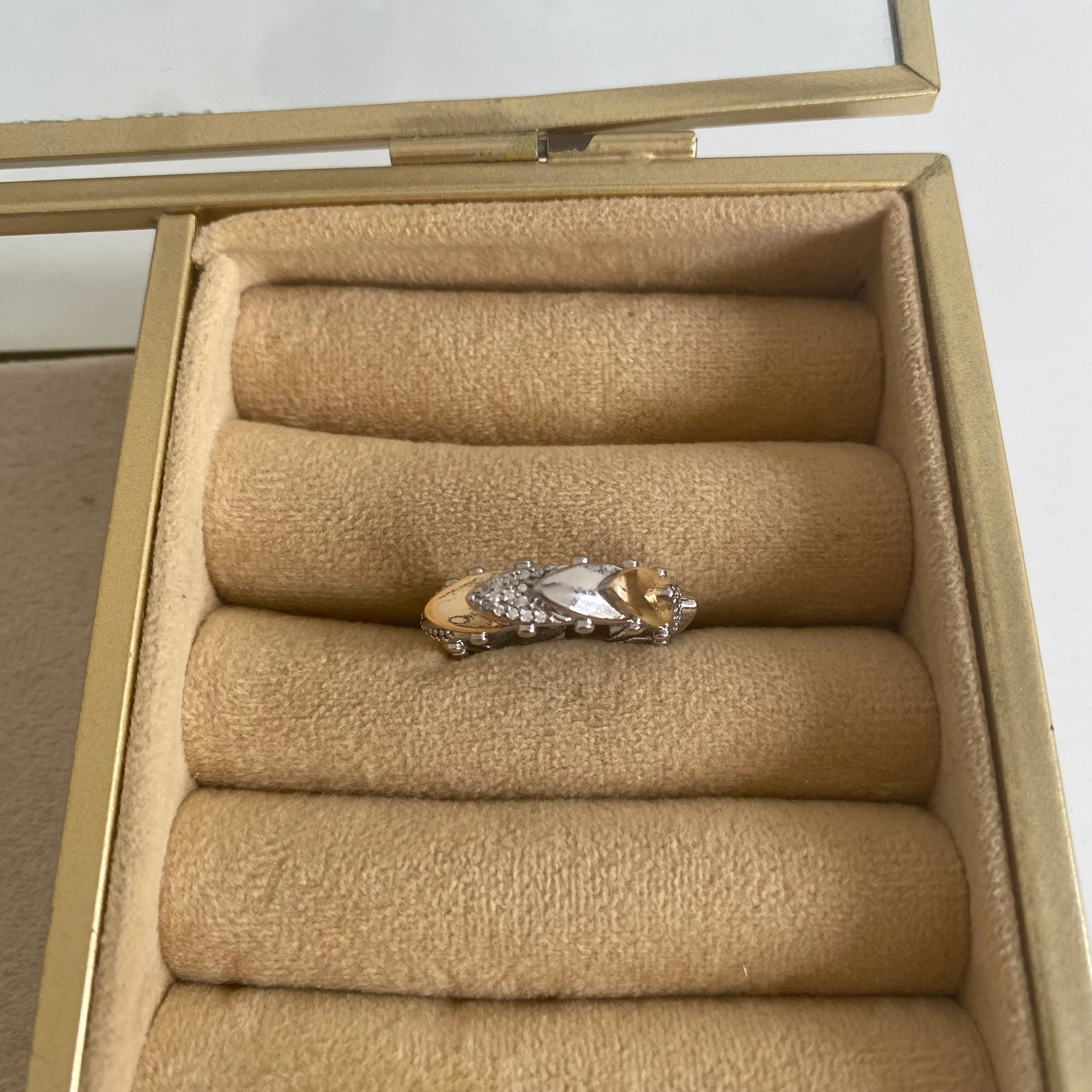 Çift Renk Ok 14K Ayarlı Yüzük