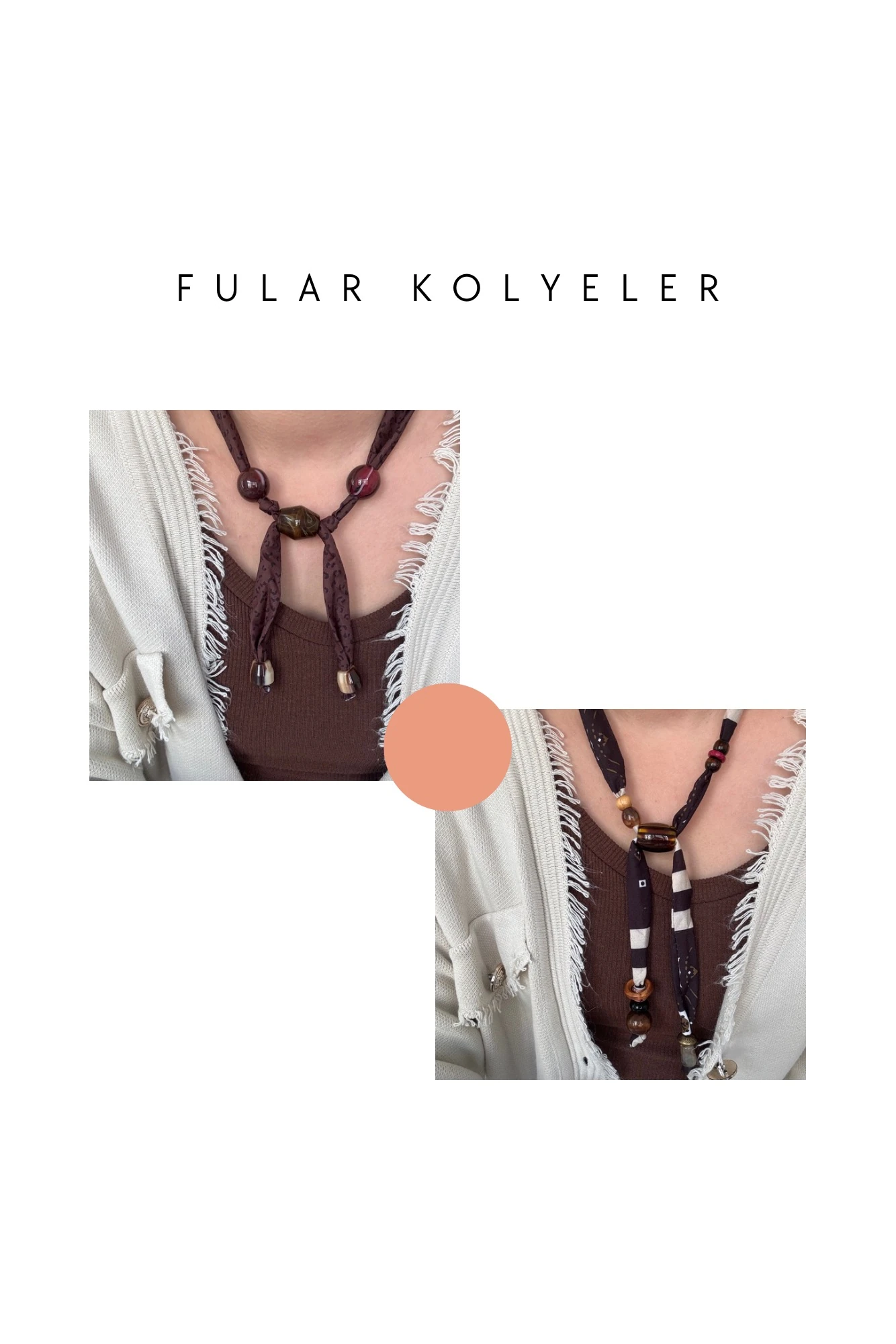 Vintage Boncuk Detaylı Fular Kolye