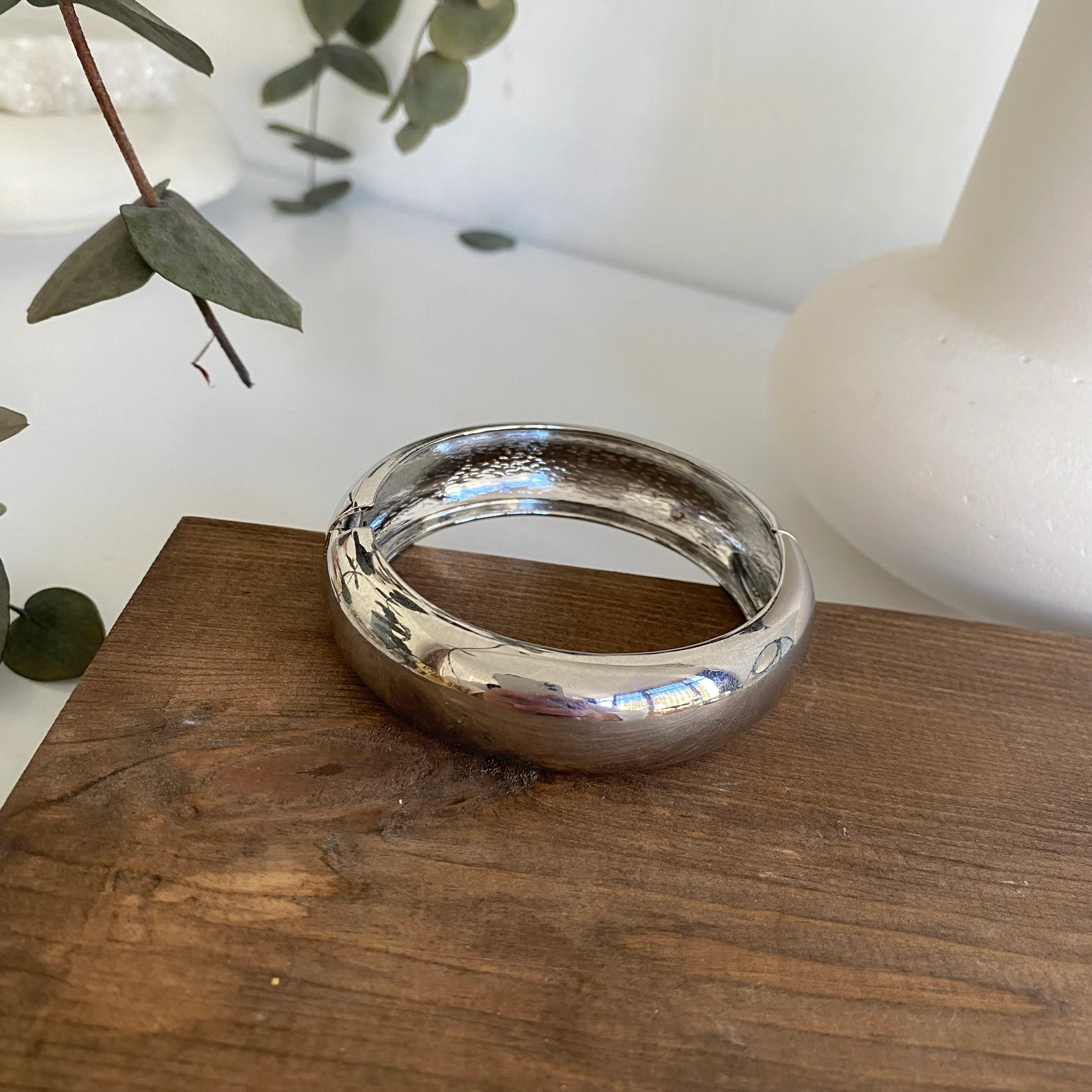 14k Silver Düz Plaka Kelepçe Bileklik