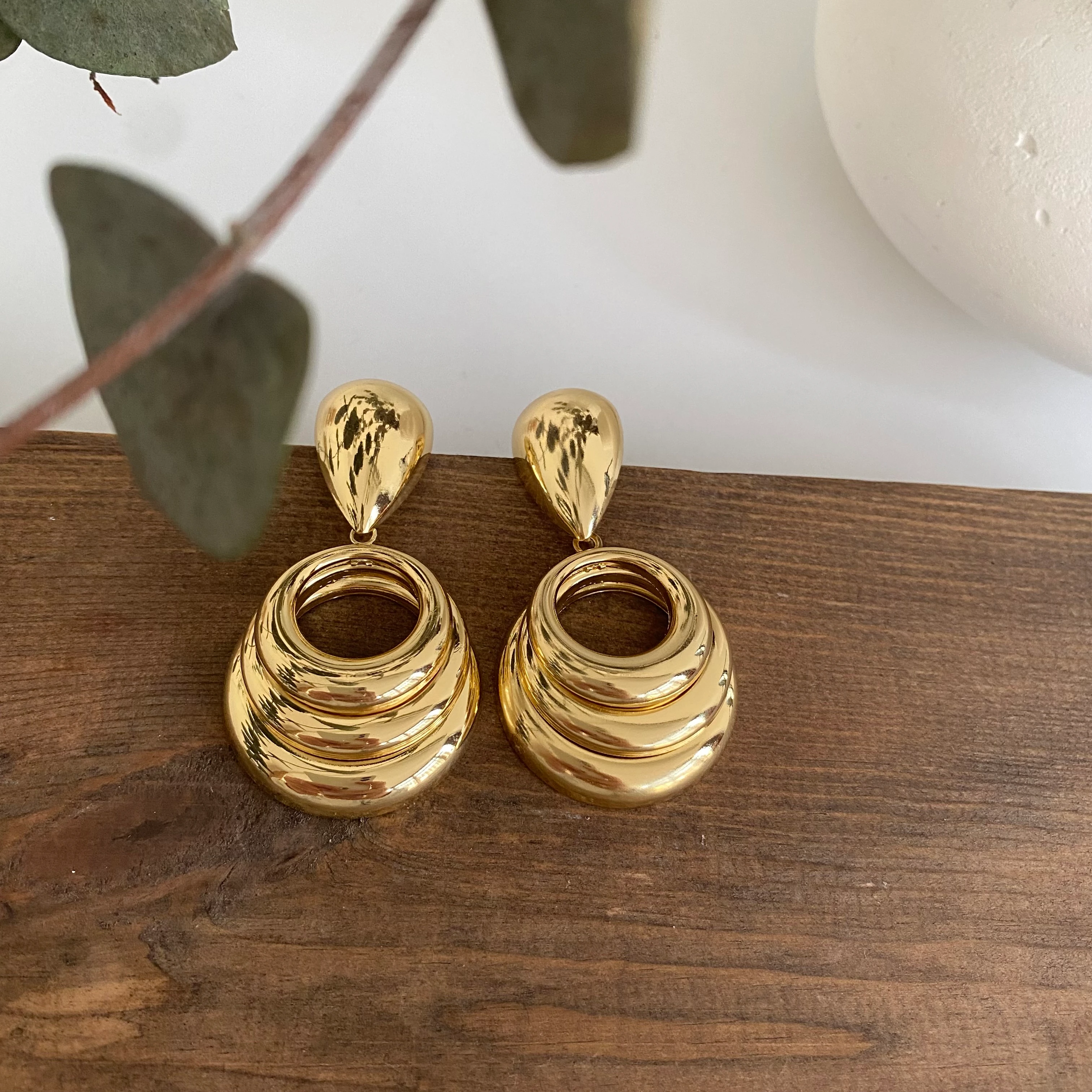 14K Gold Kaplama Damla Tasarım Küpe