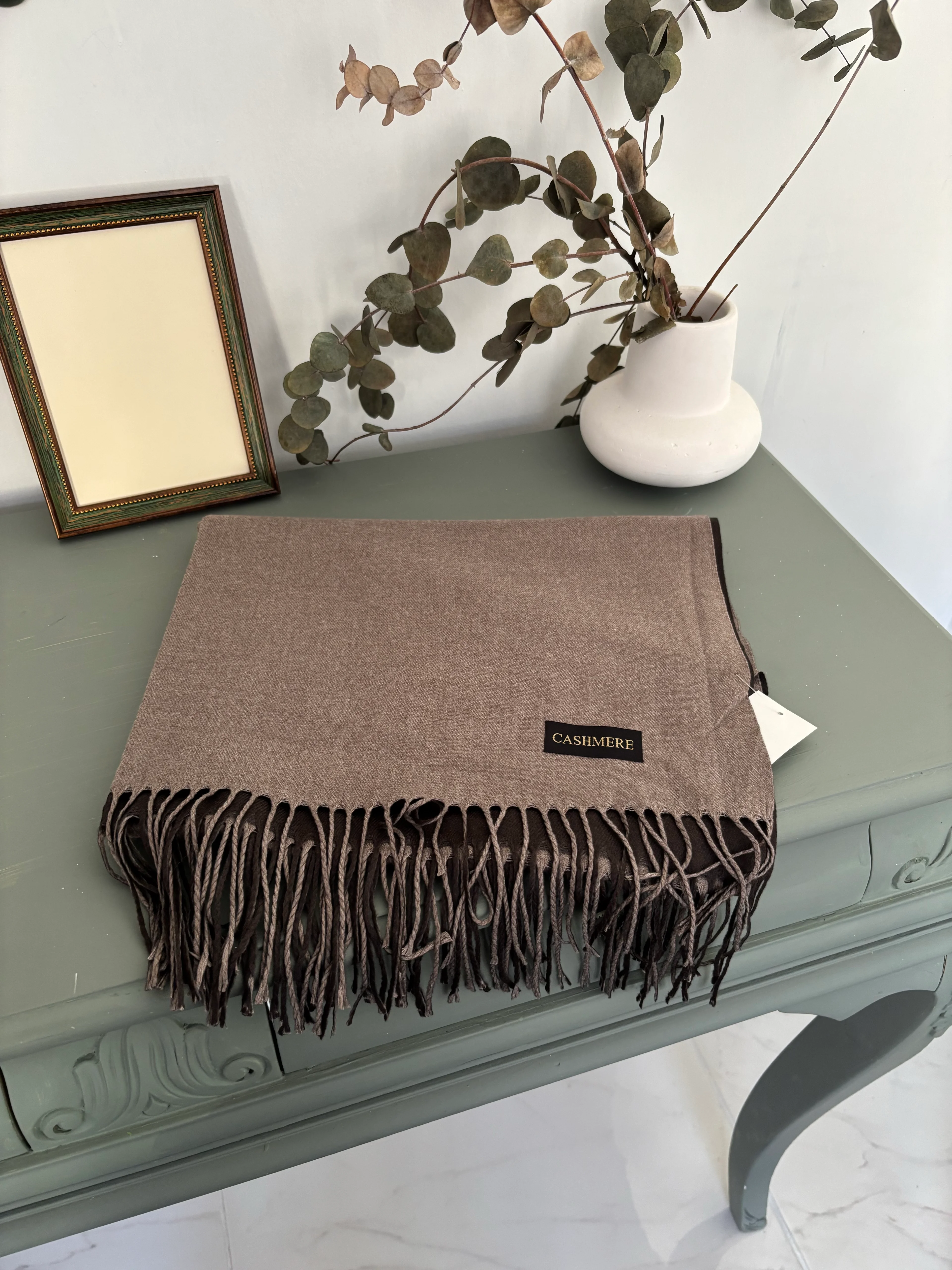 Çift Taraflı Vizon Kahve Şal 