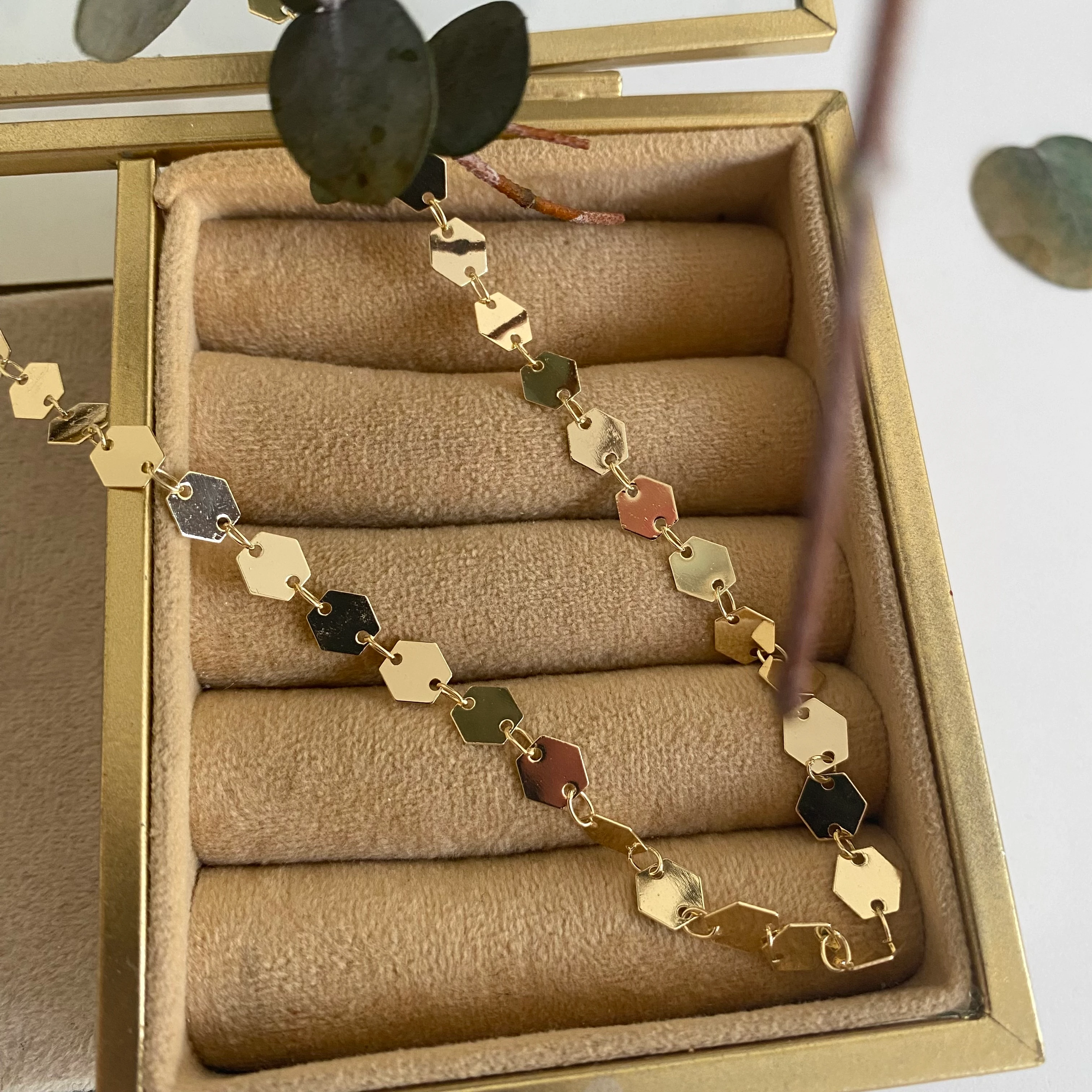 Xuping Gold Altıgen Uzun Zincir Kolye