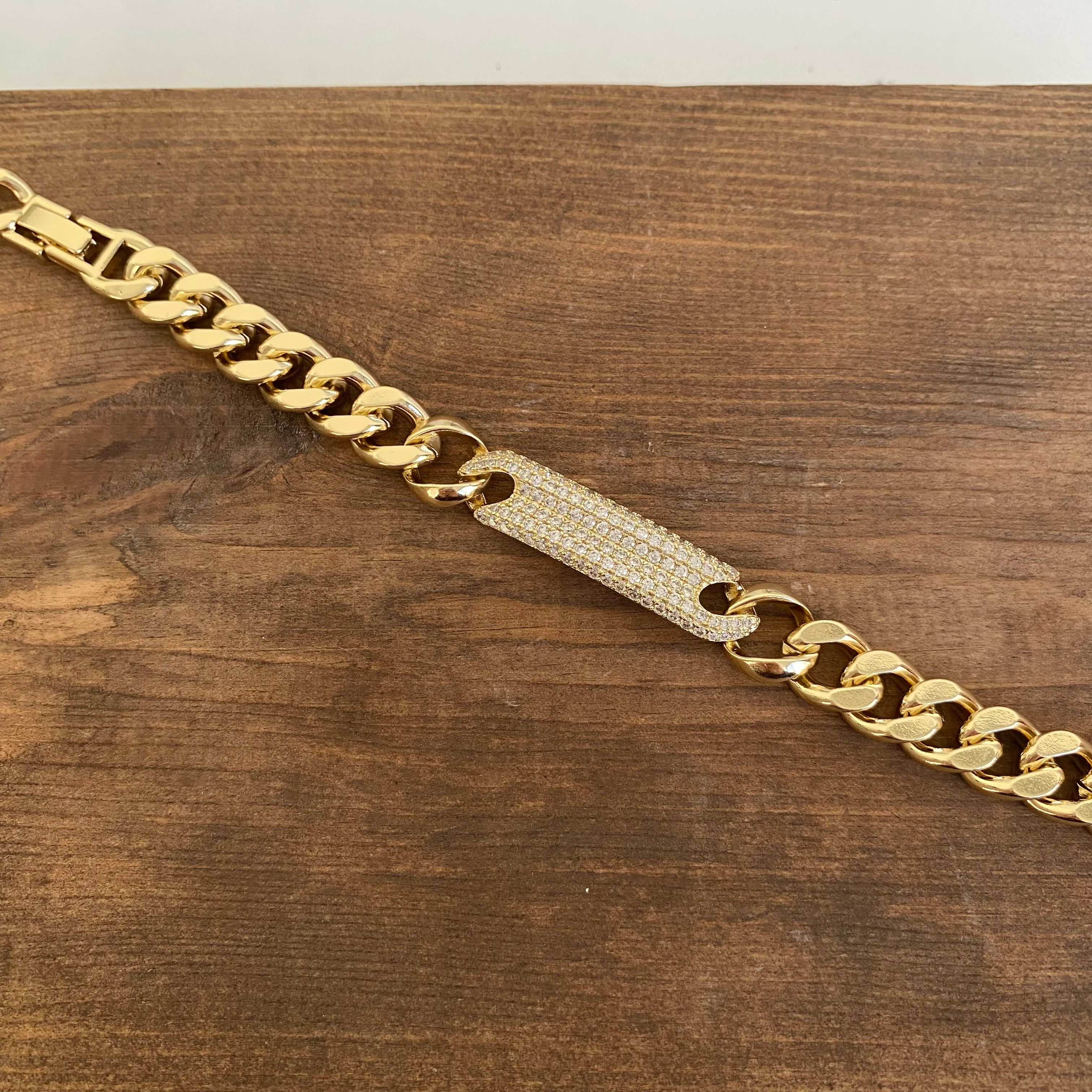 Xuping Zirkon Taşlı Kalın Zincir Bileklik