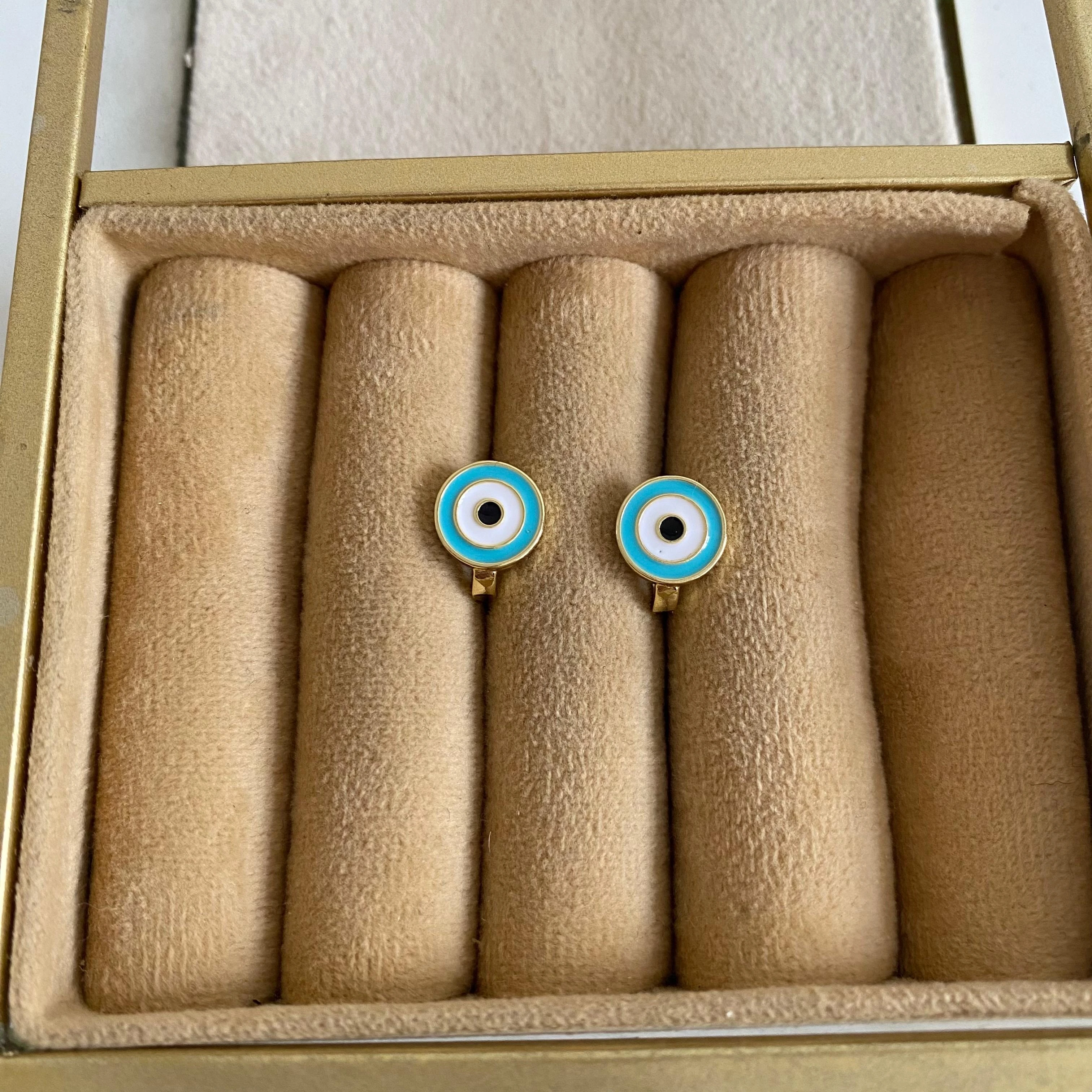 Mavi Nazar Booncuğu Desenli Çocuk Küpesi