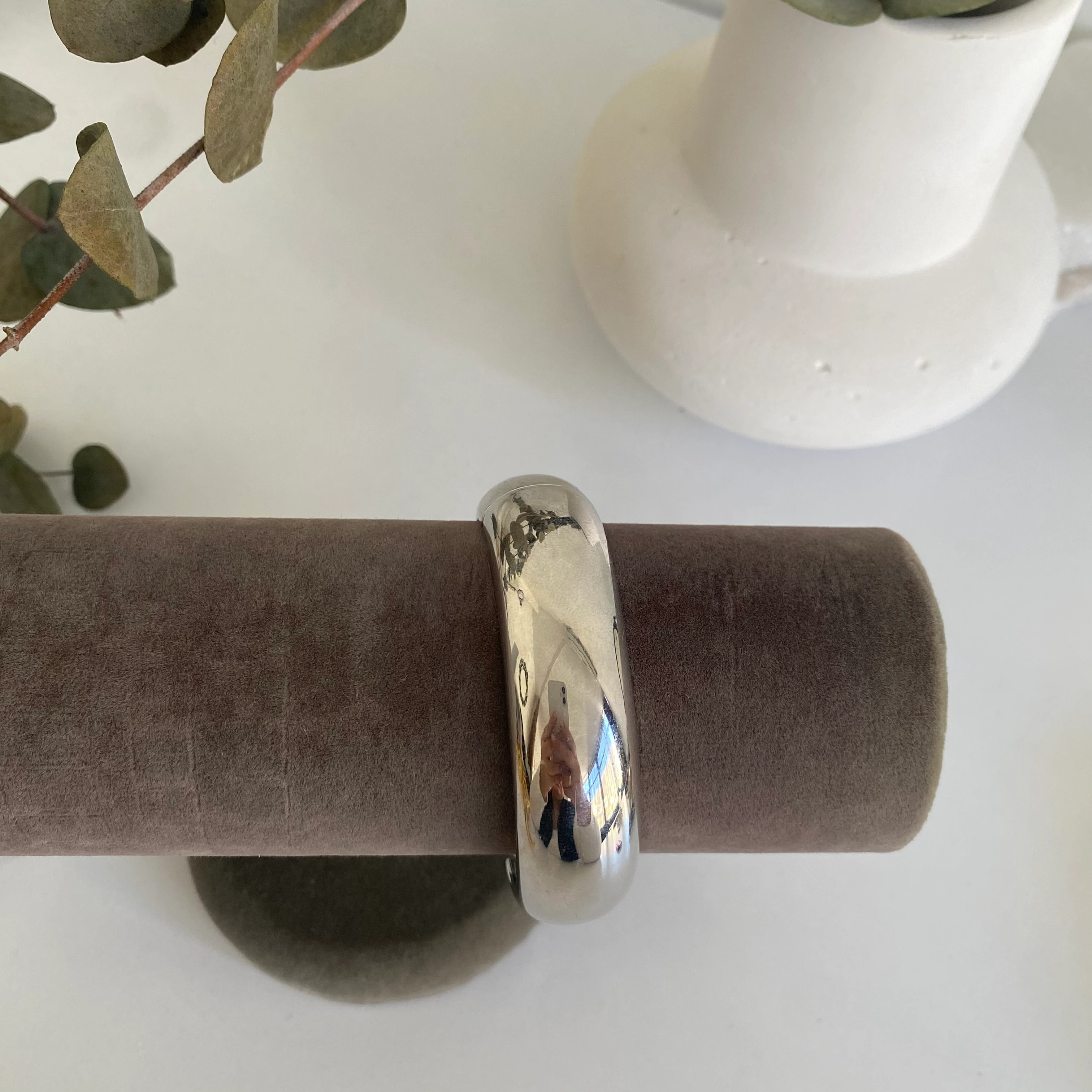 14k Silver Düz Plaka Kelepçe Bileklik