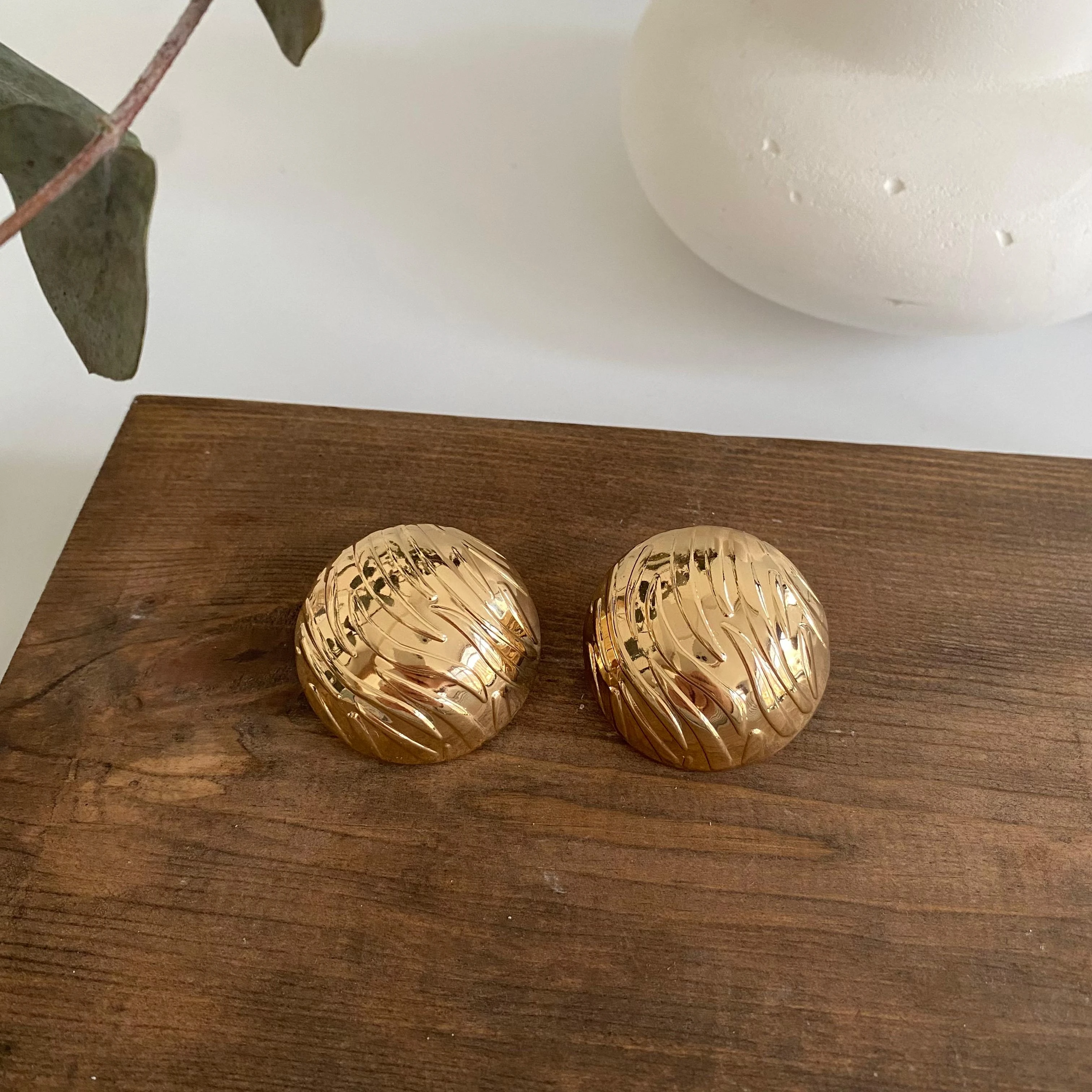 14k Altın Kaplama Yuvarlak Küpe