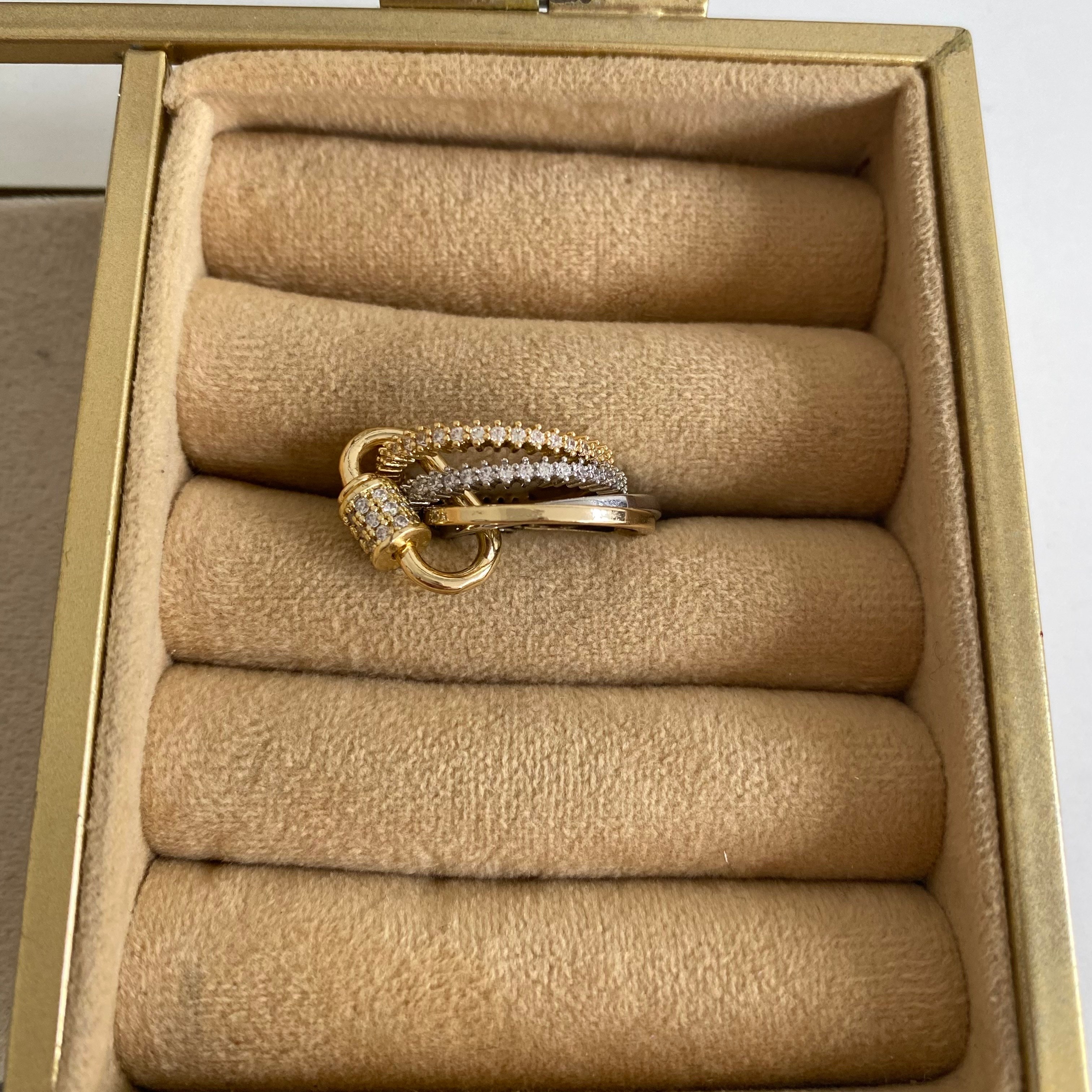 14k Gold Zincir Detaylı Taşlı Yüzük