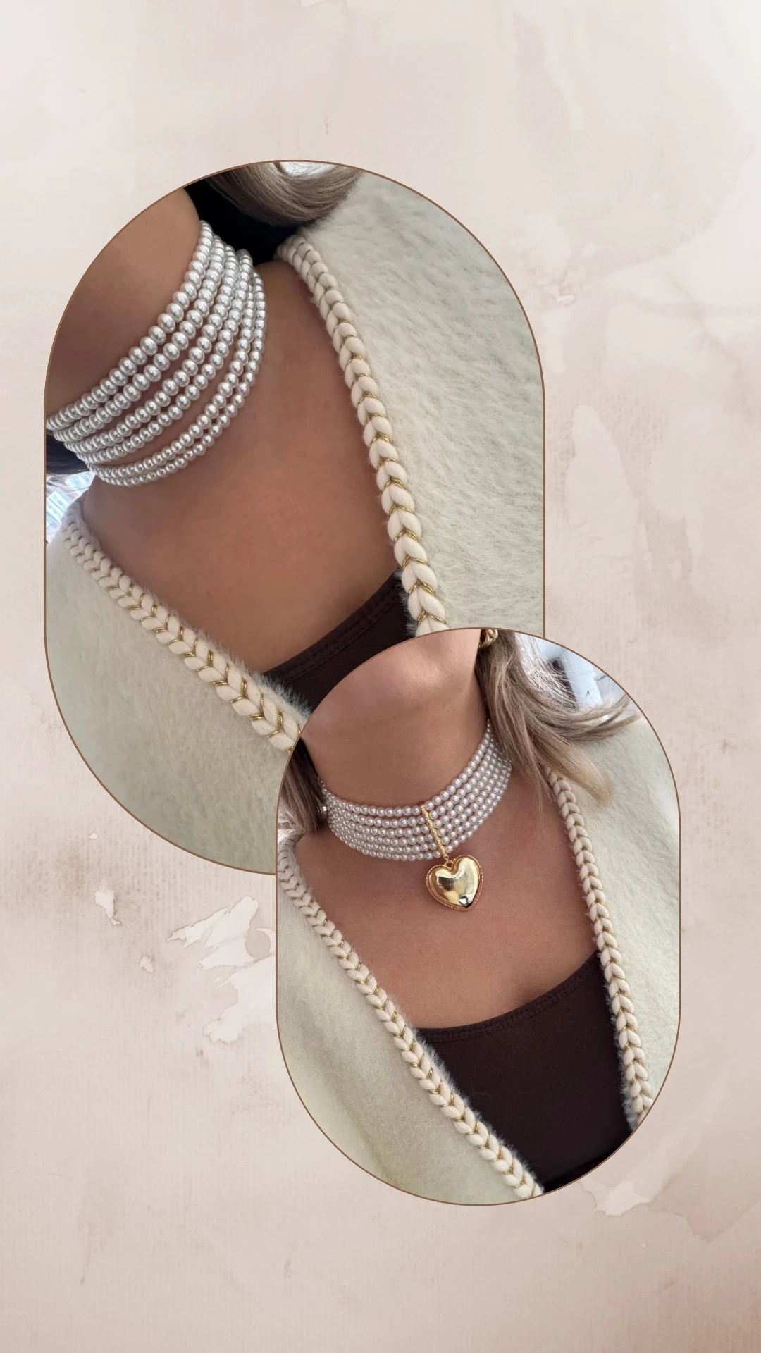 Tasarım Kalp Figür İnci Kolye