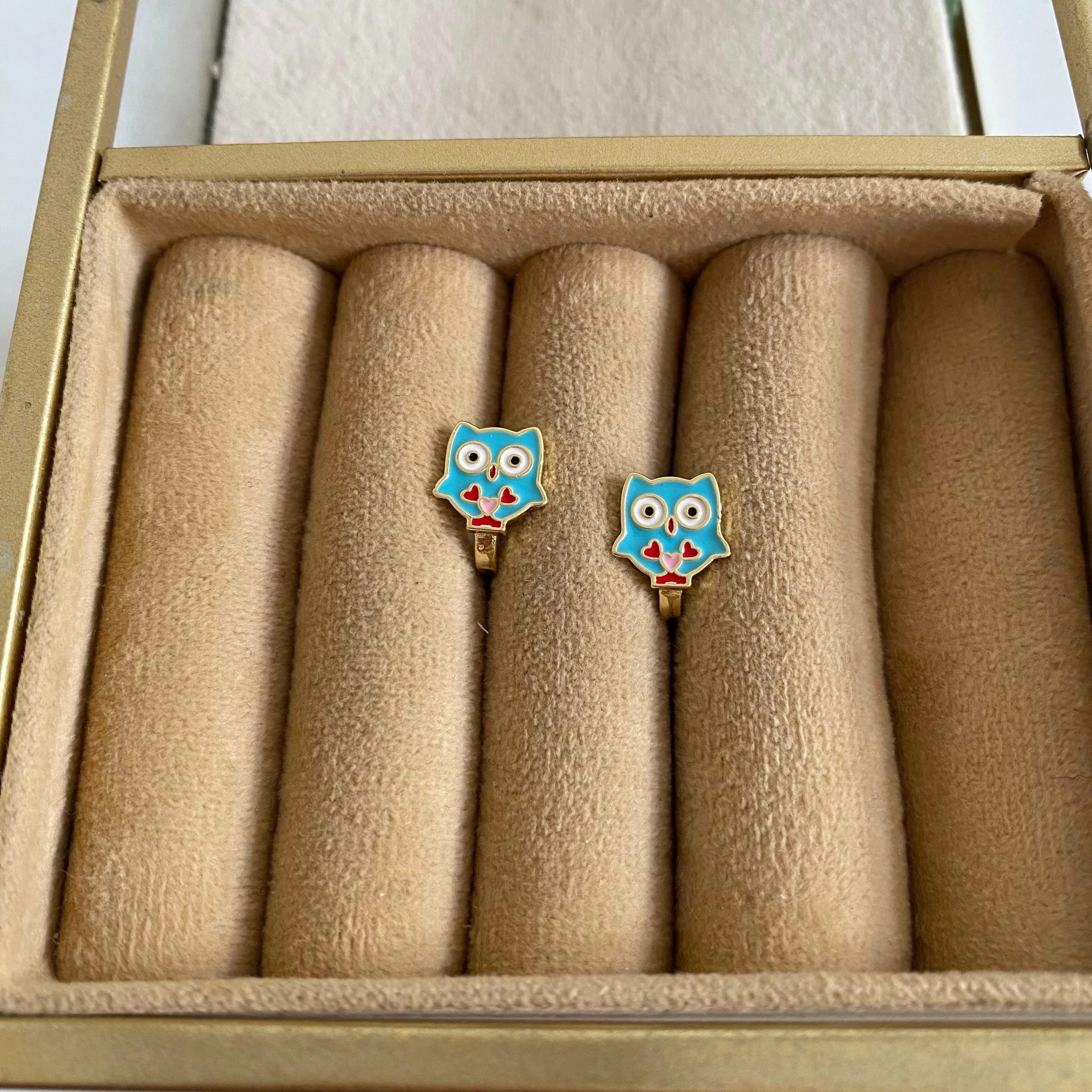 Mavi Baykuş Figürlü Çocuk Küpesi