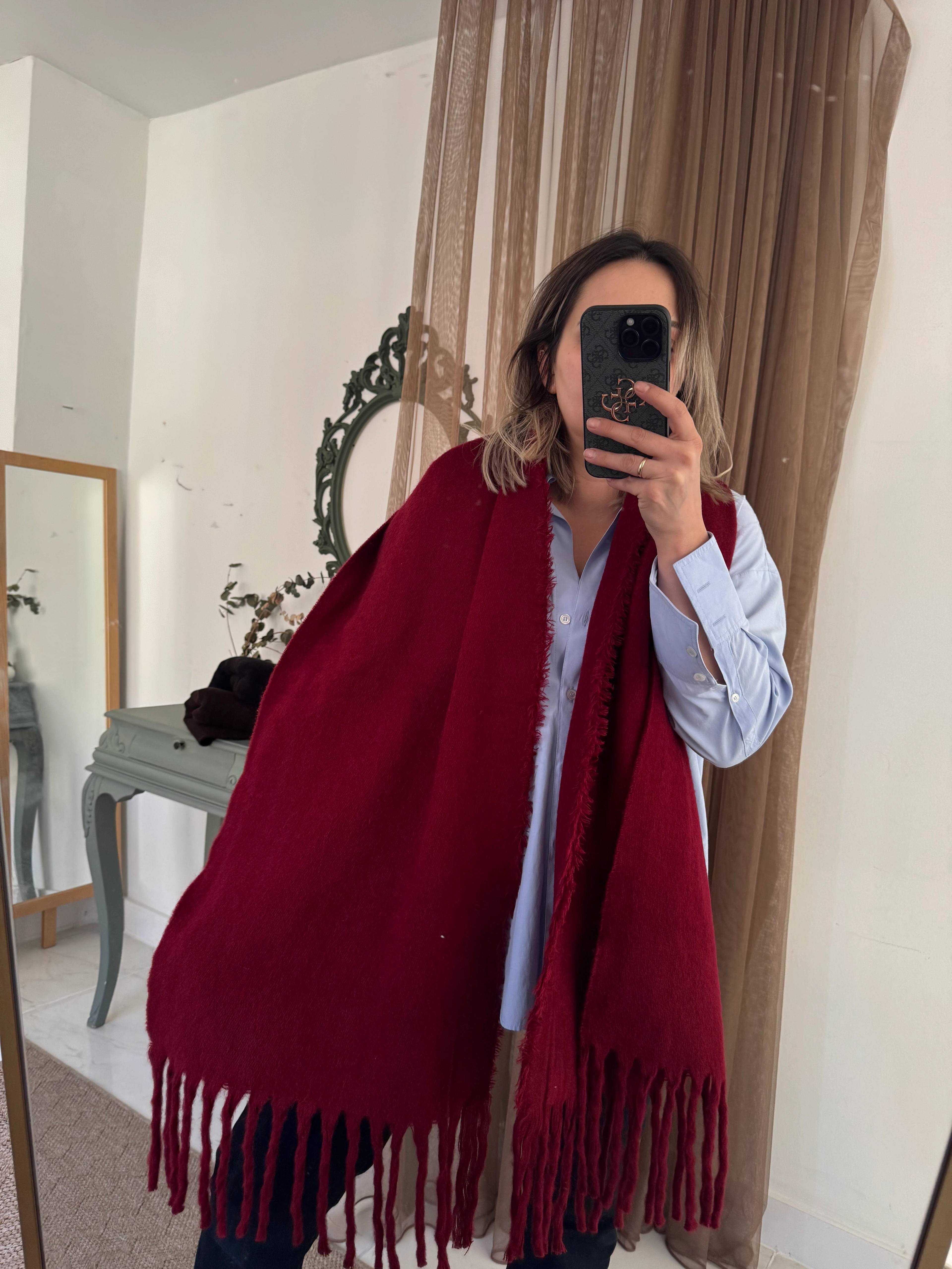 Bordo Battaniye Şal