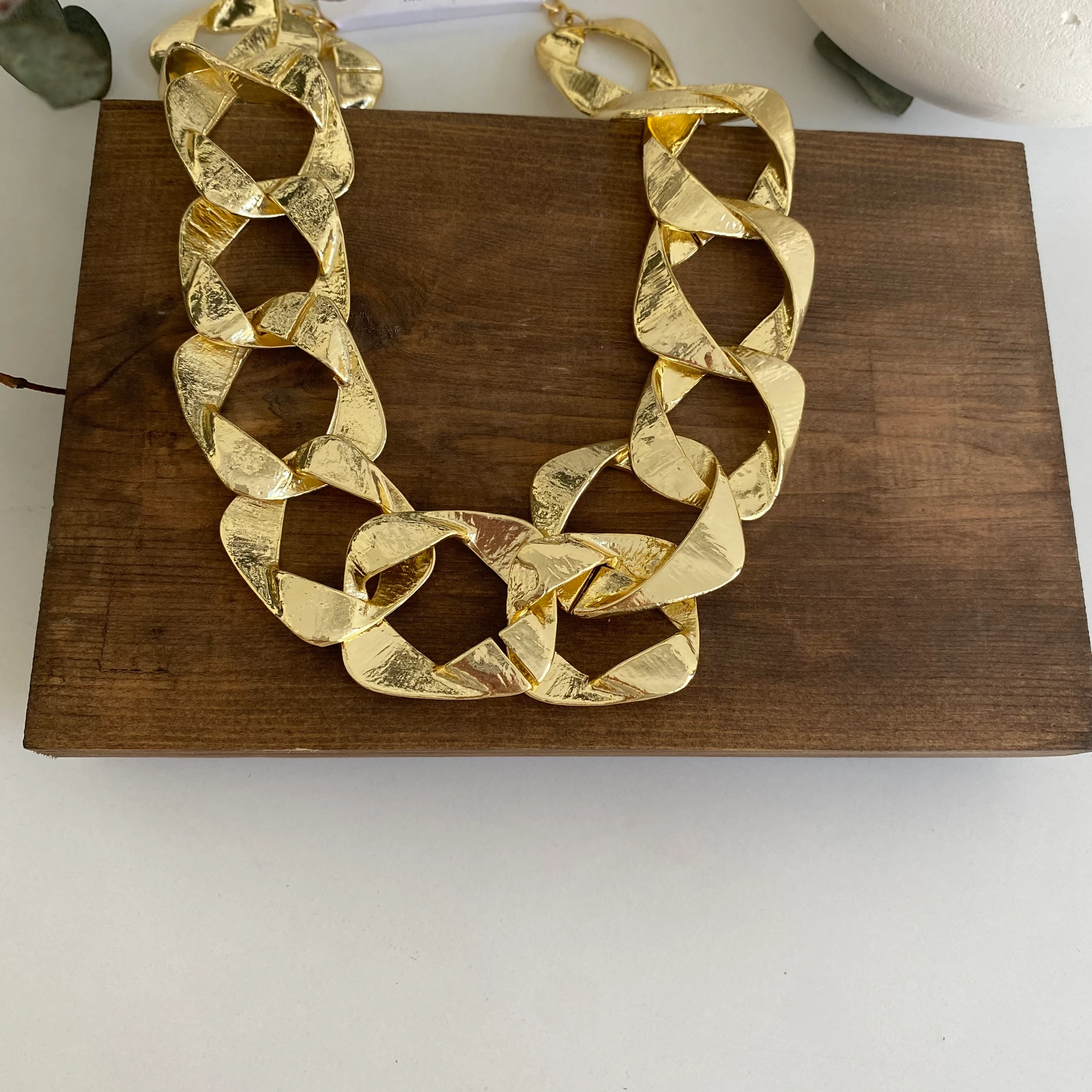 14K Altın Kaplama Kare İçiçe Geçmeli Kolye