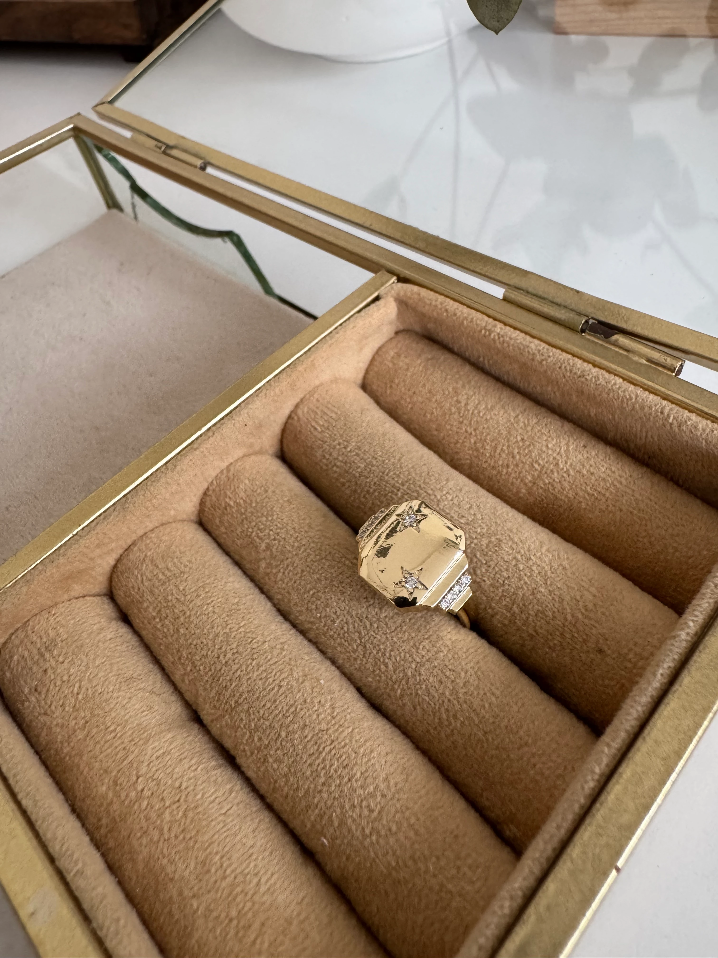 Yıldız Taşlı 14K altın Kaplama Yüzük