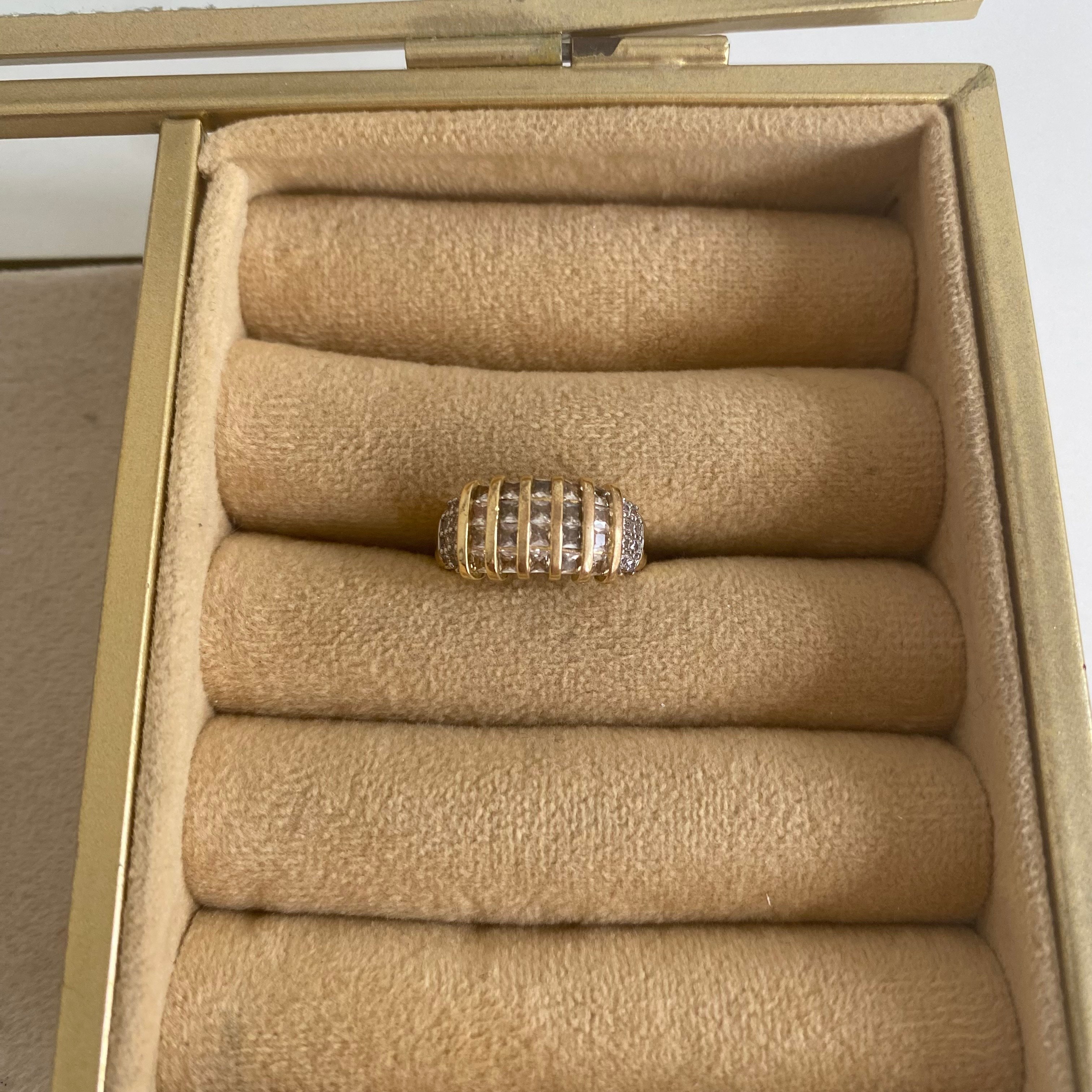 14K Altın Kaplama Zirkon Taşlı Gold Yüzük