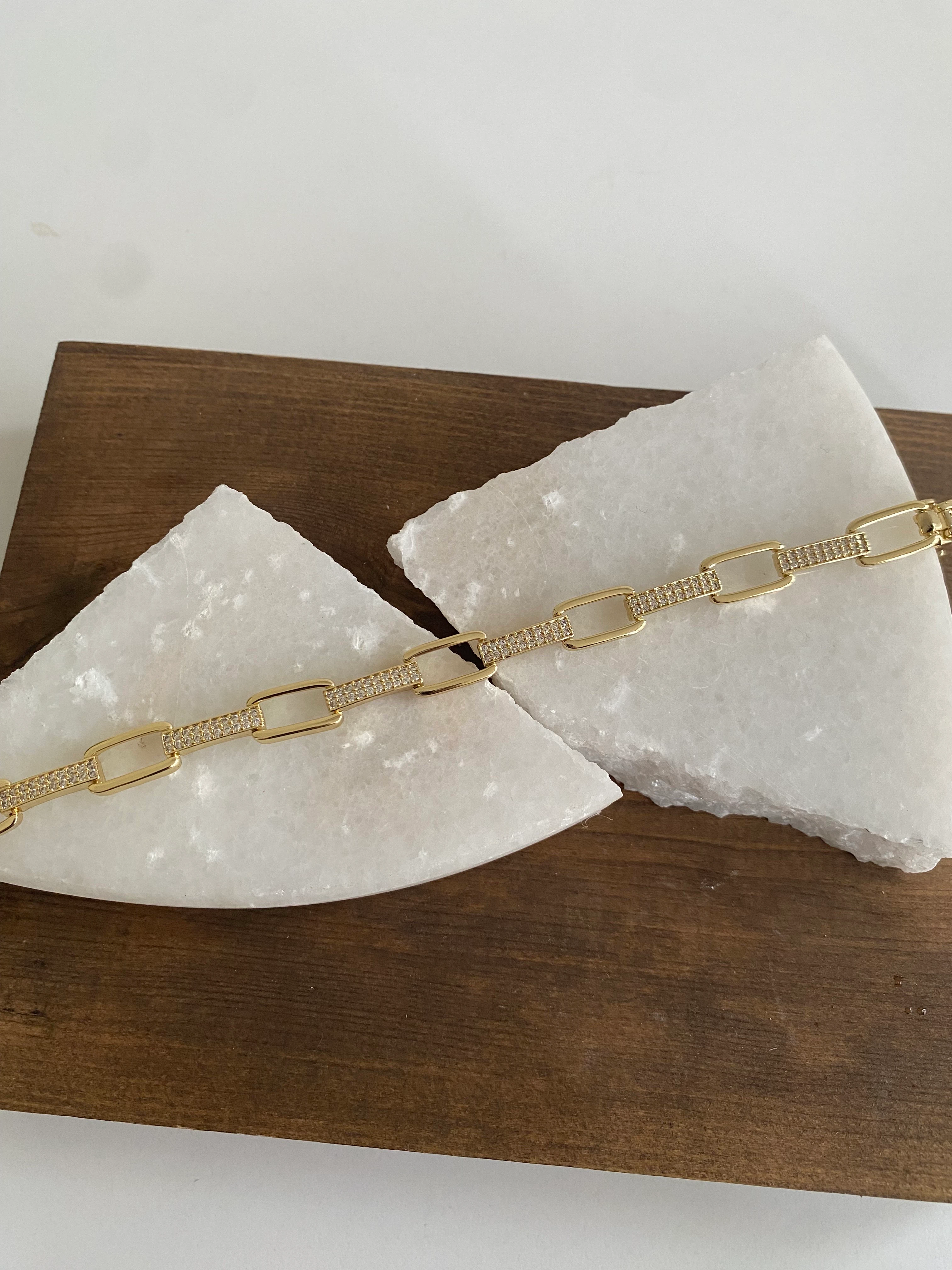 Xuping Taşlı Elips Zincir Bileklik