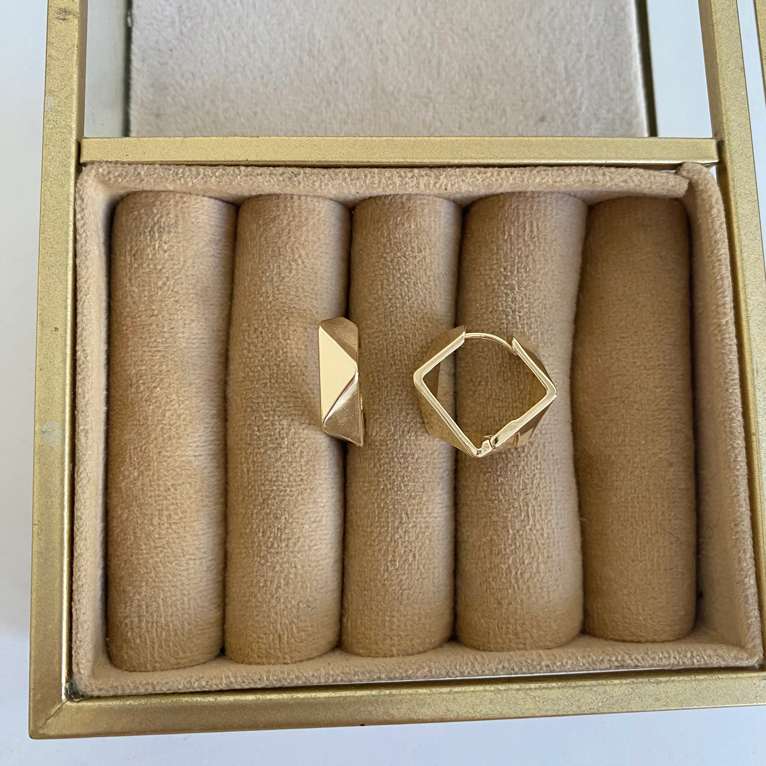 Gold Geometrik Desen Halka Küpe