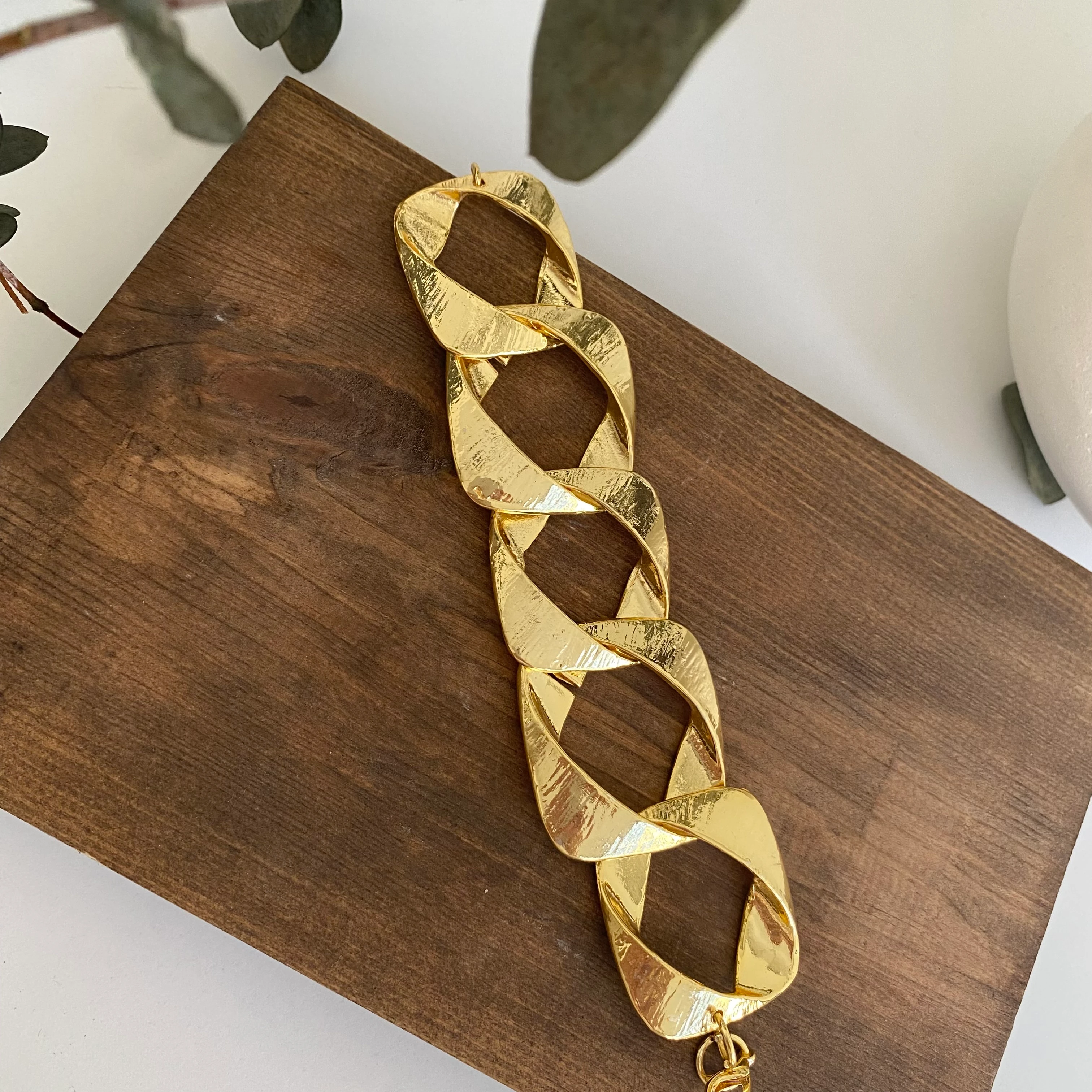 14k Altın Kaplama Kare Tasarım Bileklik