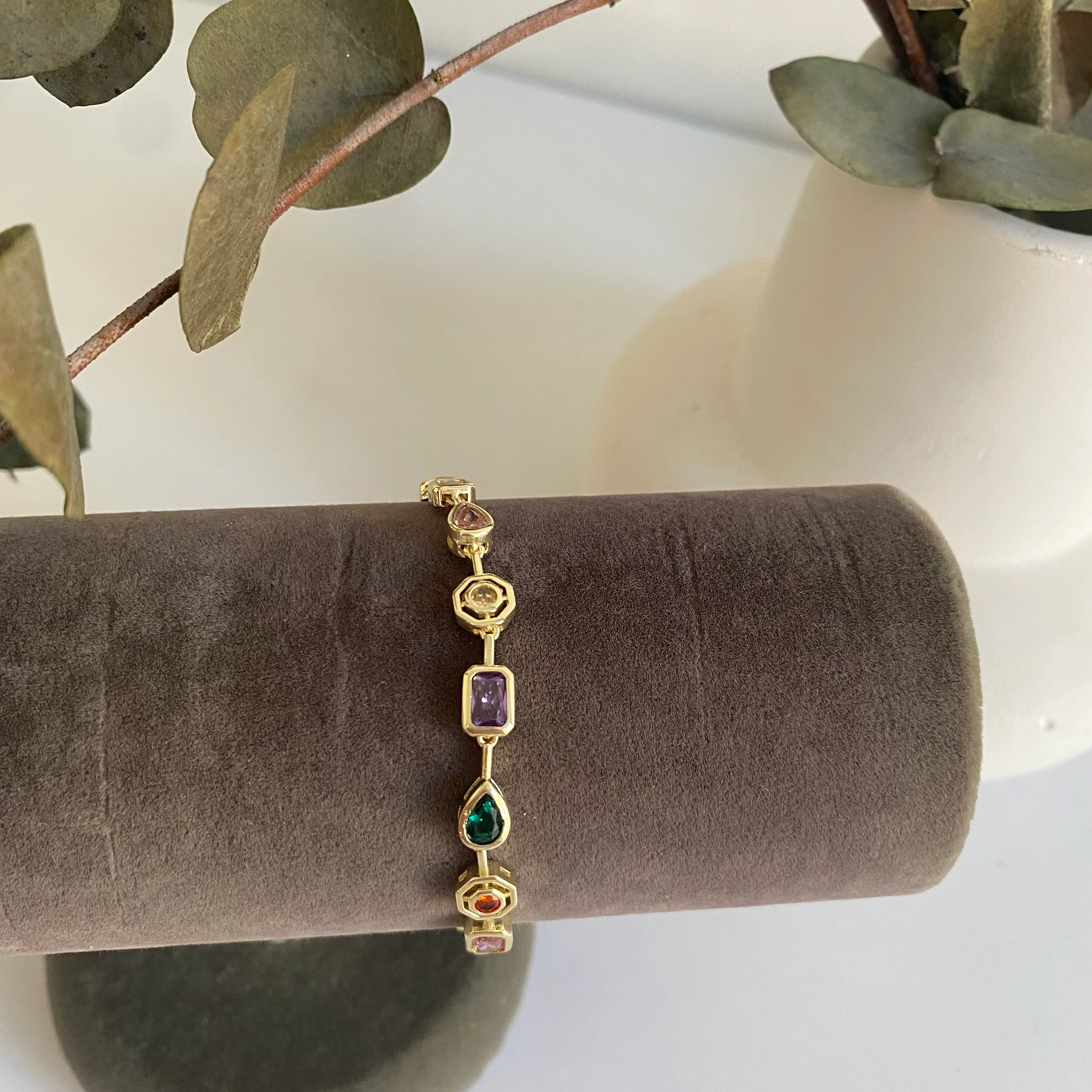 Xuping Geometrik Renkli Taşlı Bileklik