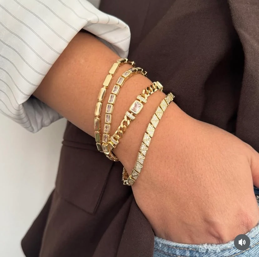 Xuping Dikdörtgen Taşlı Zincir Bileklik