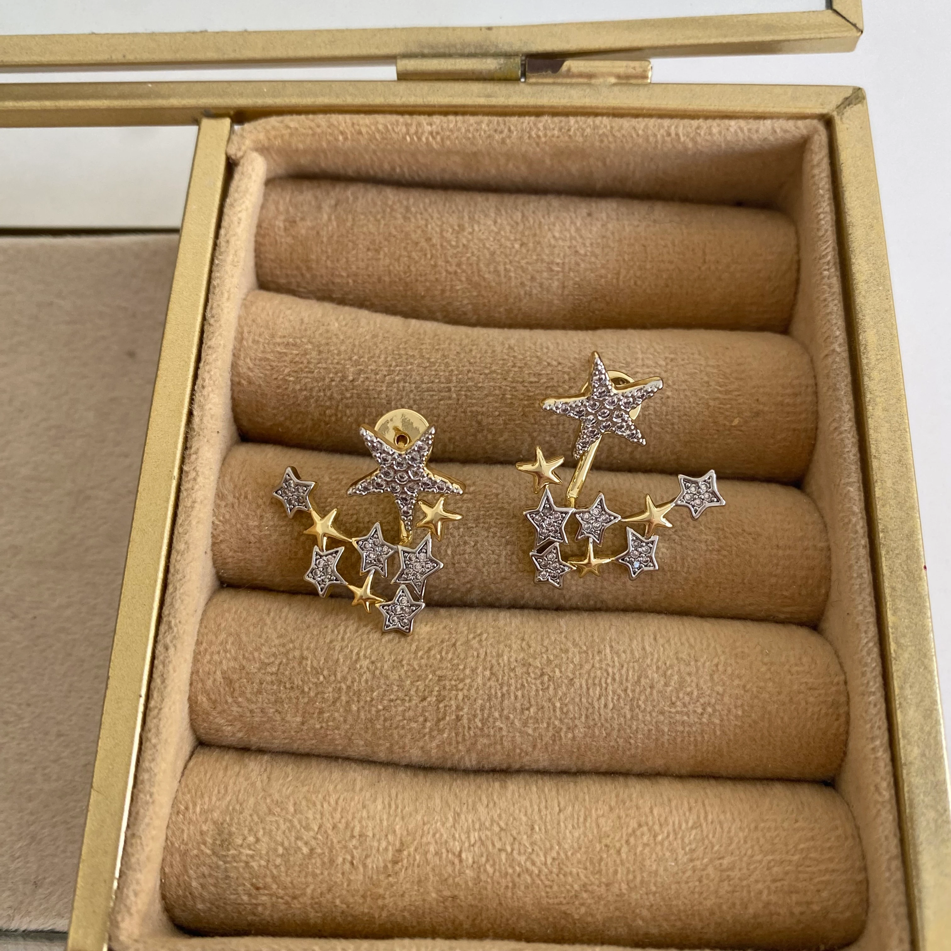 14k Silver Zirkon Taşlı Yıldız Tasarım Küpe