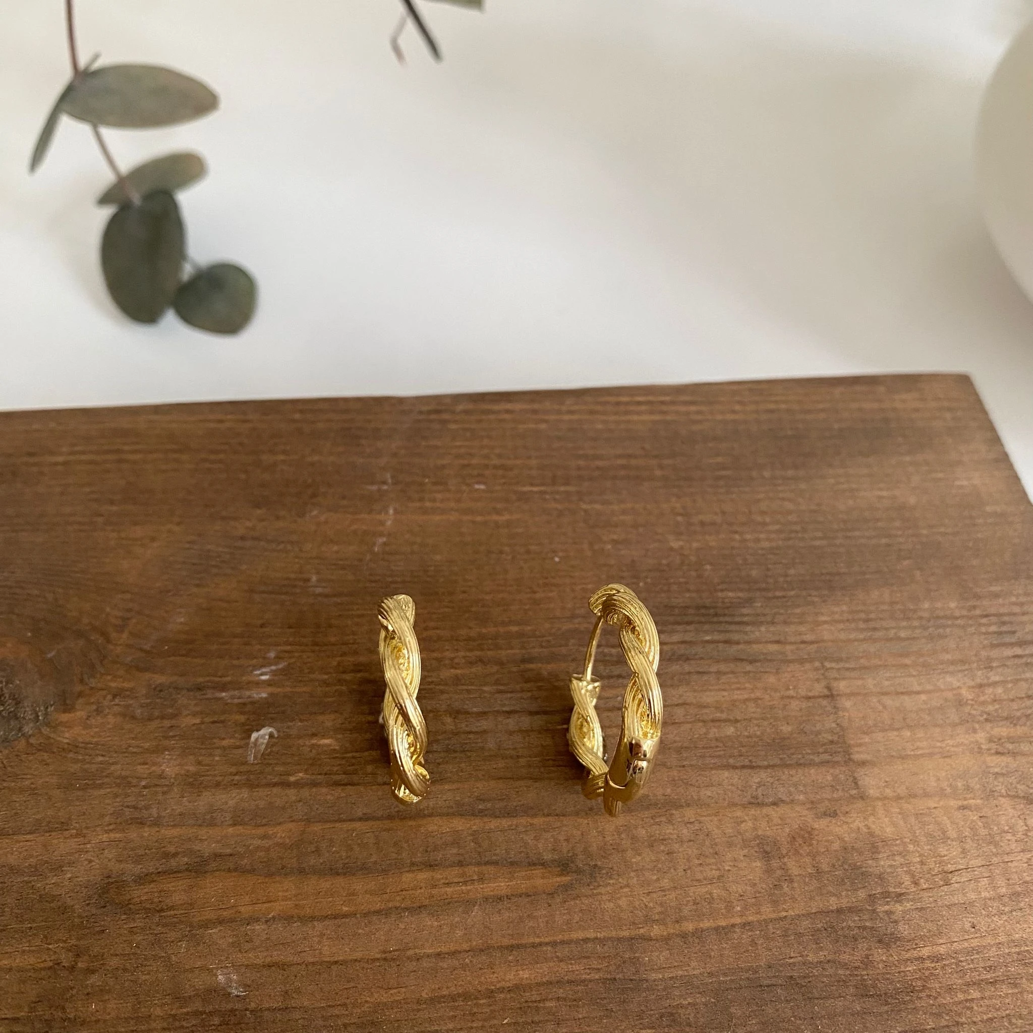 14k Altın Kaplama İnce Burgu Halka Küpe