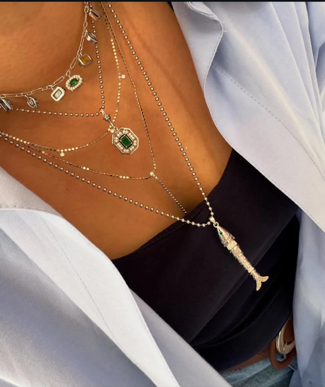 14k Silver Yeşil Zirkon Taşlı Kolye