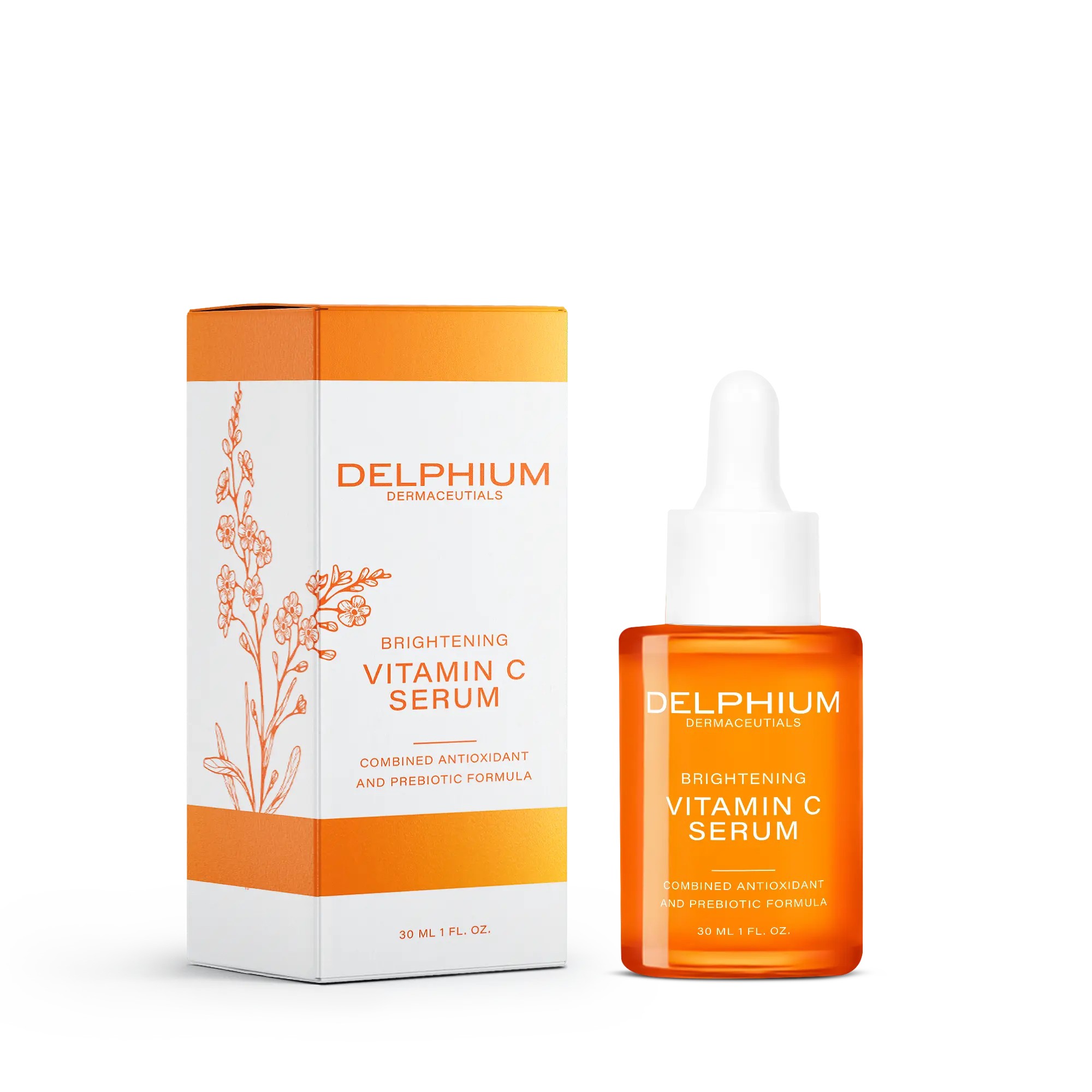 Delphium Aydınlatıcı C Vitamini Serumu – Antioksidan & Prebiyotik Formül | 30 ml
