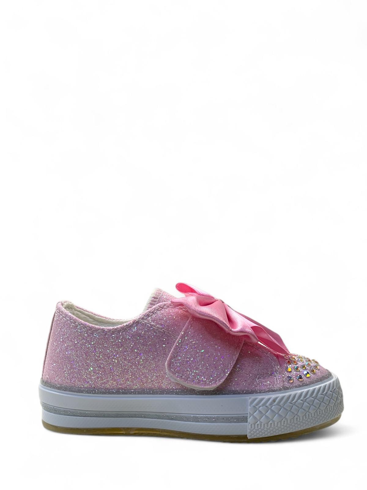 1210 Kız Çocuk Okul Öncesi Kurdele Işıklı Sneaker - Pembe