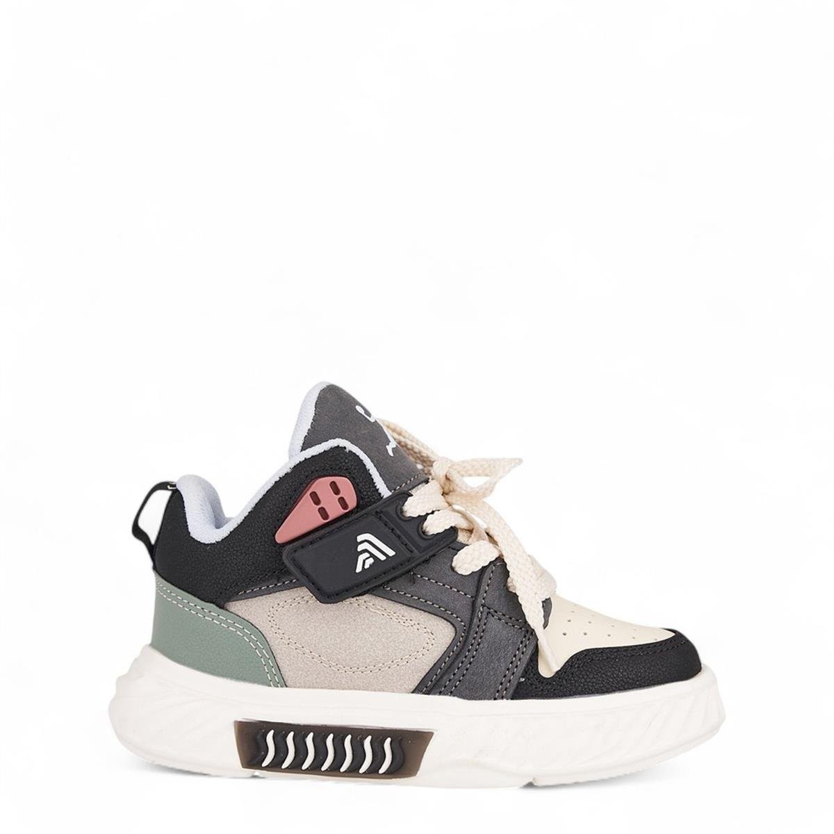 537 Çocuk Okul Öncesi Bilekli Sneaker - Siyah/Bej