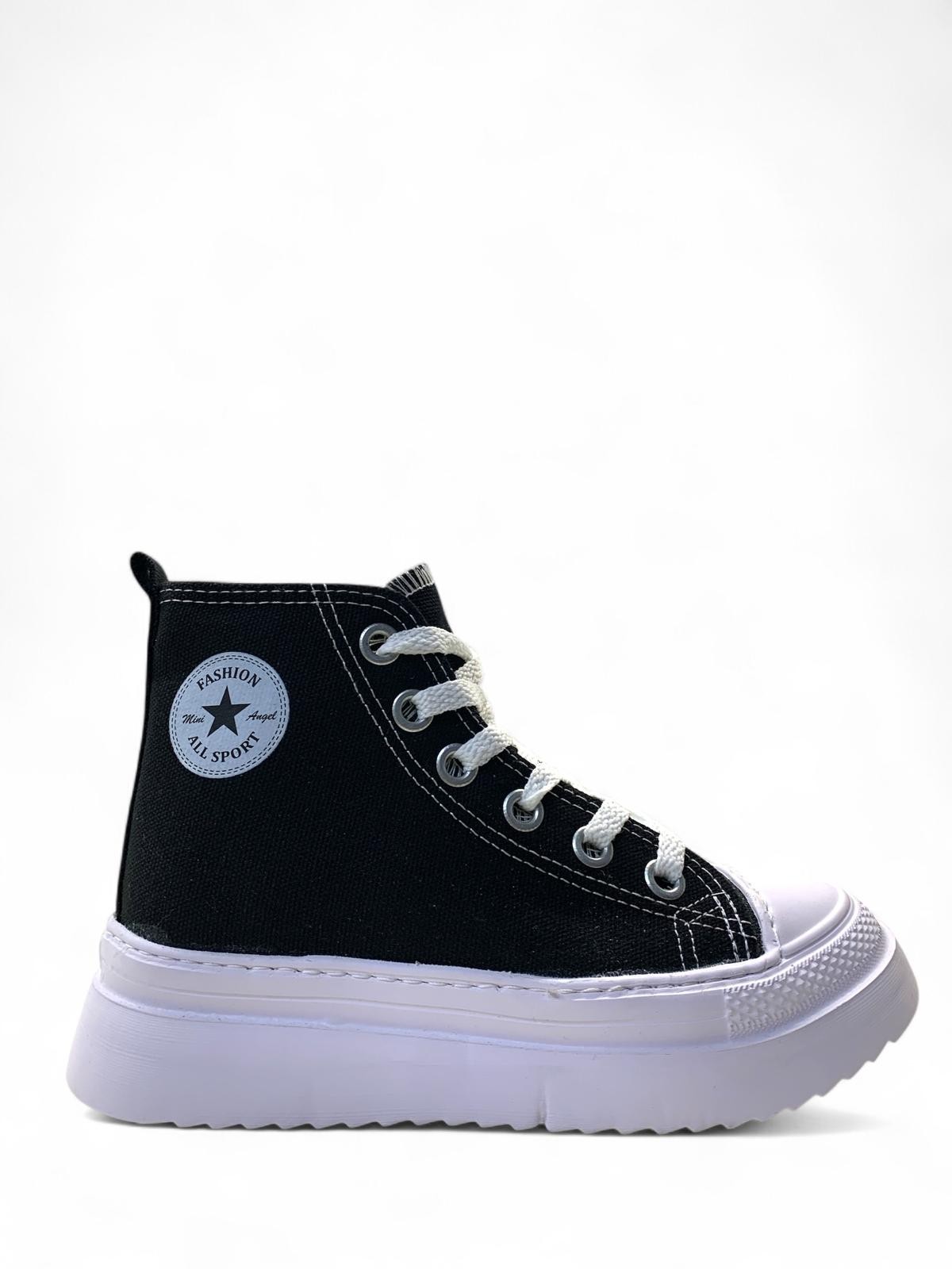 903 Çocuk Keten Bilekli Sneaker - Siyah