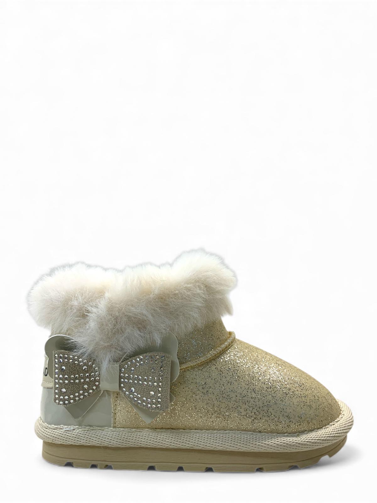 Kız Çocuk Simli Kürklü Bot BUCK3061 - Bej