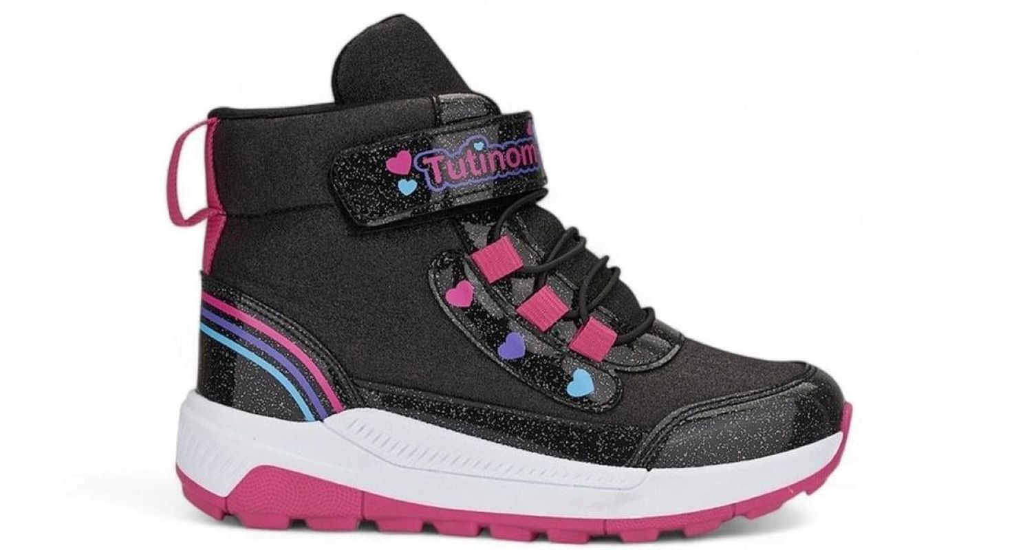 138 Kız Çocuk Okul Öncesi Bot - Siyah/Fuşya