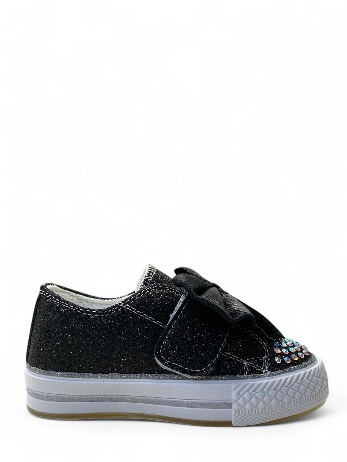 1210 Kız Çocuk Okul Öncesi Kurdele Işıklı Sneaker - Siyah