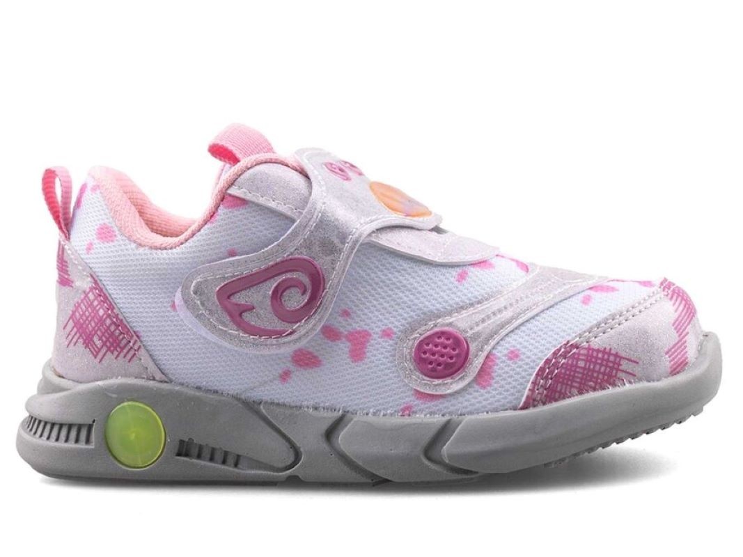 021 Çocuk Okul Öncesi Rahat Işıklı Sneaker - Gri/Pembe