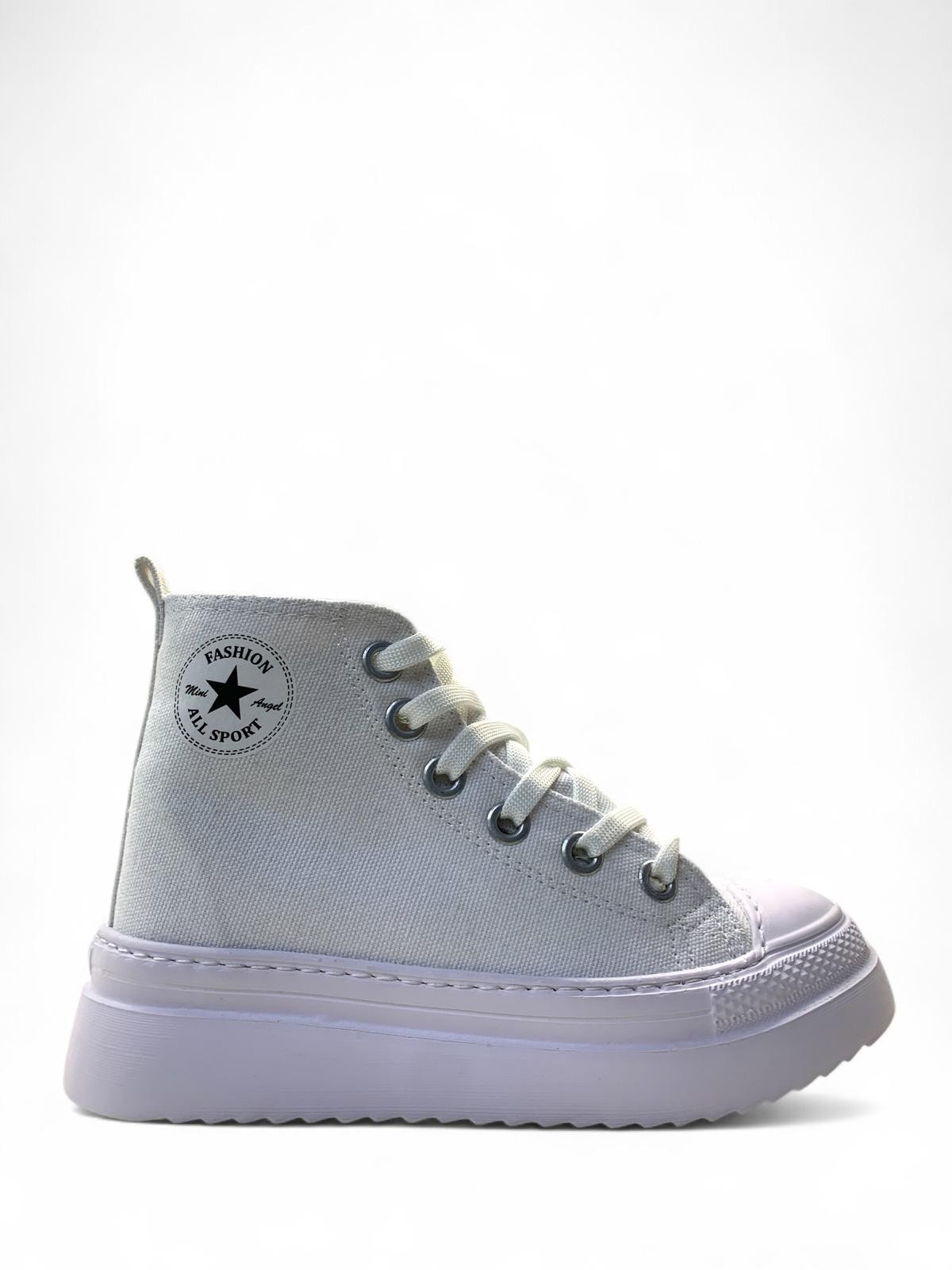 903 Çocuk Keten Bilekli Sneaker - BEYAZ