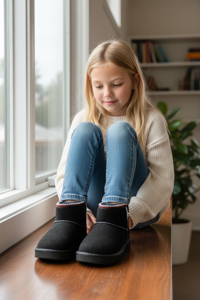 Ugy Kız Çocuk İçi Tüylü Bot - Siyah