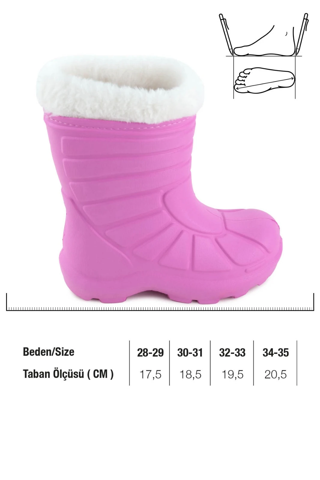 689 Çocuk Hafif Sıcak Astarlı Yağmur Çizmesi