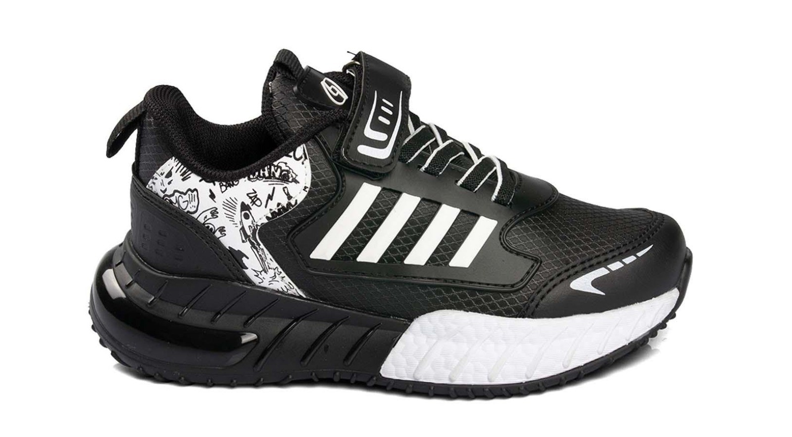748 Çocuk Suya Dayanıklı Rahat Sneaker - Siyah/Beyaz
