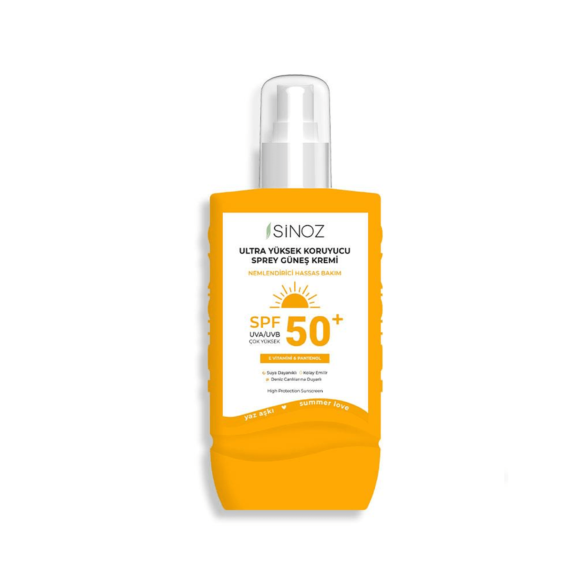 Sinoz Ultra Yüksek Koruyucu ve Nemlendirici Güneş Krem Sprey Spf50 200mL